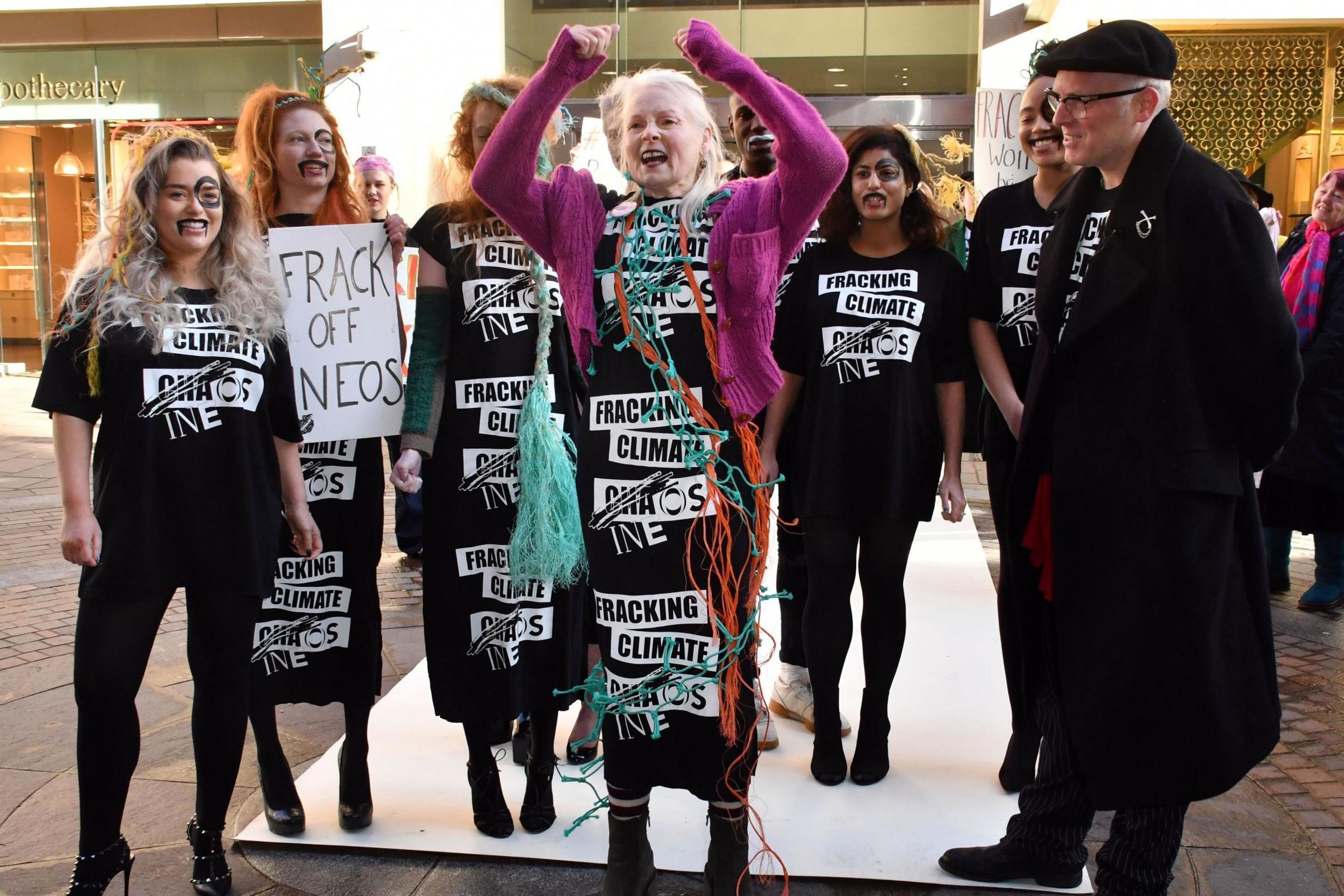 Westwood took to the streets of London to stage her protest