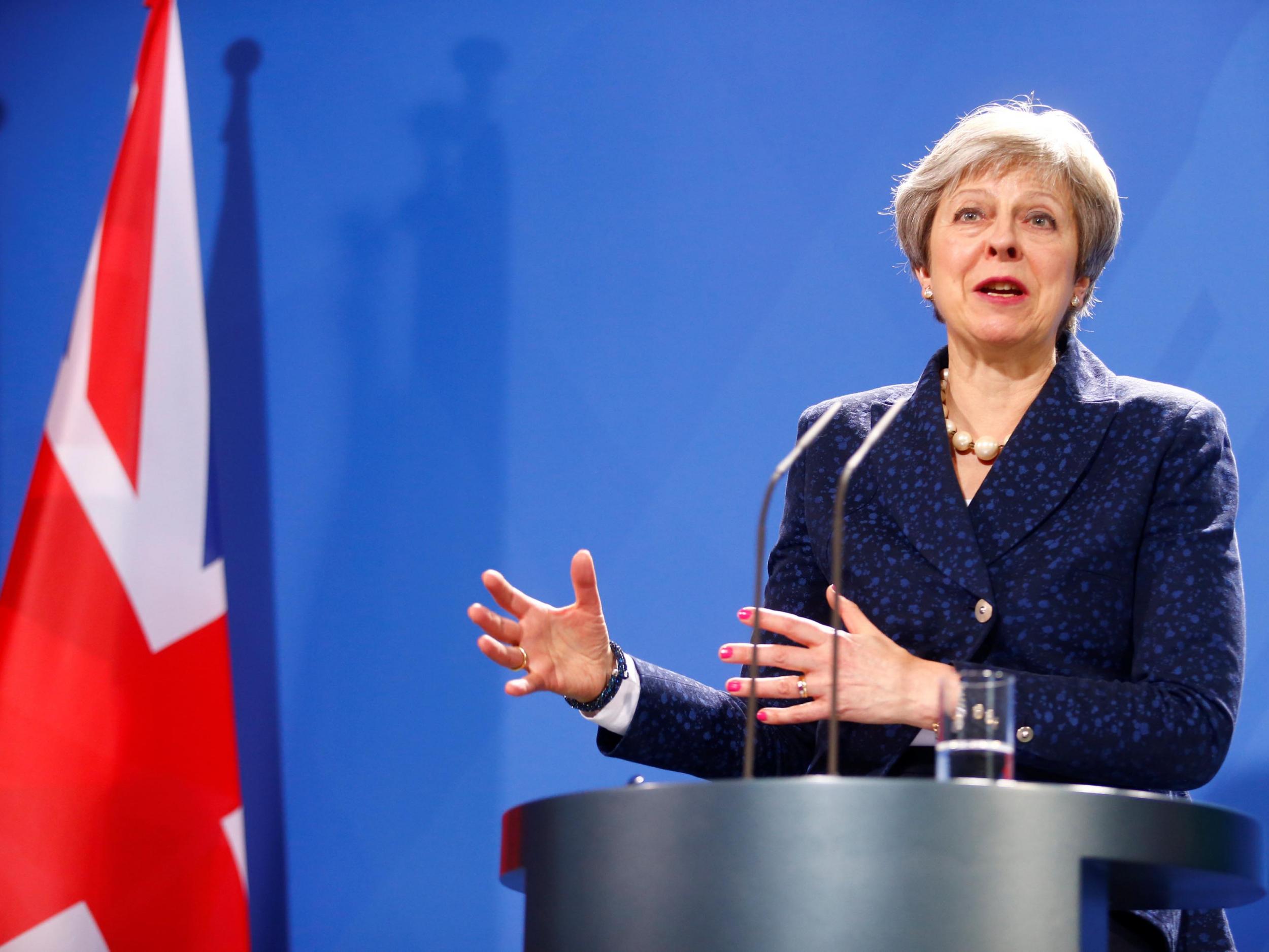 Prime Minister Theresa May during a news conference