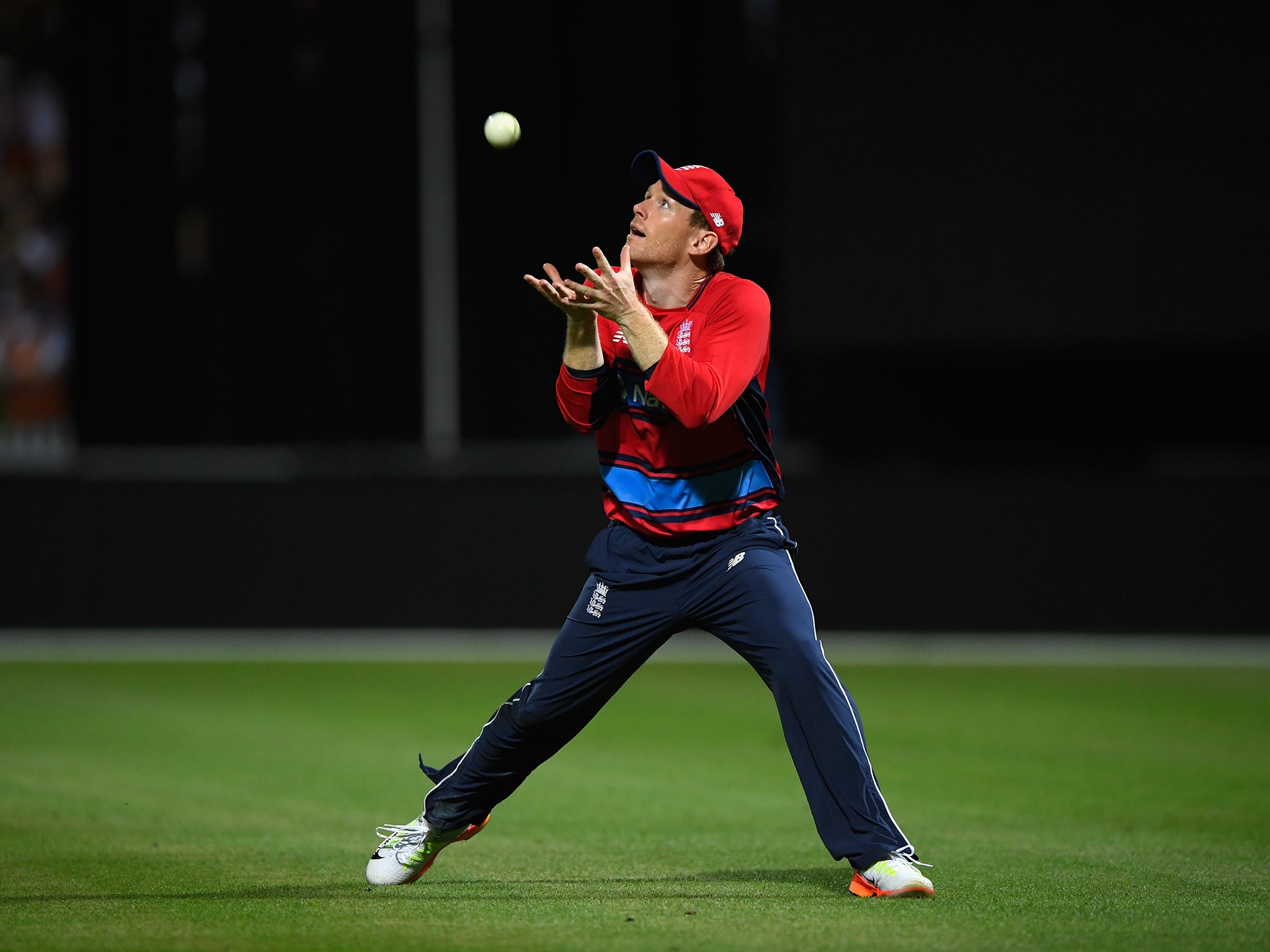 Eoin Morgan takes a catch in the field