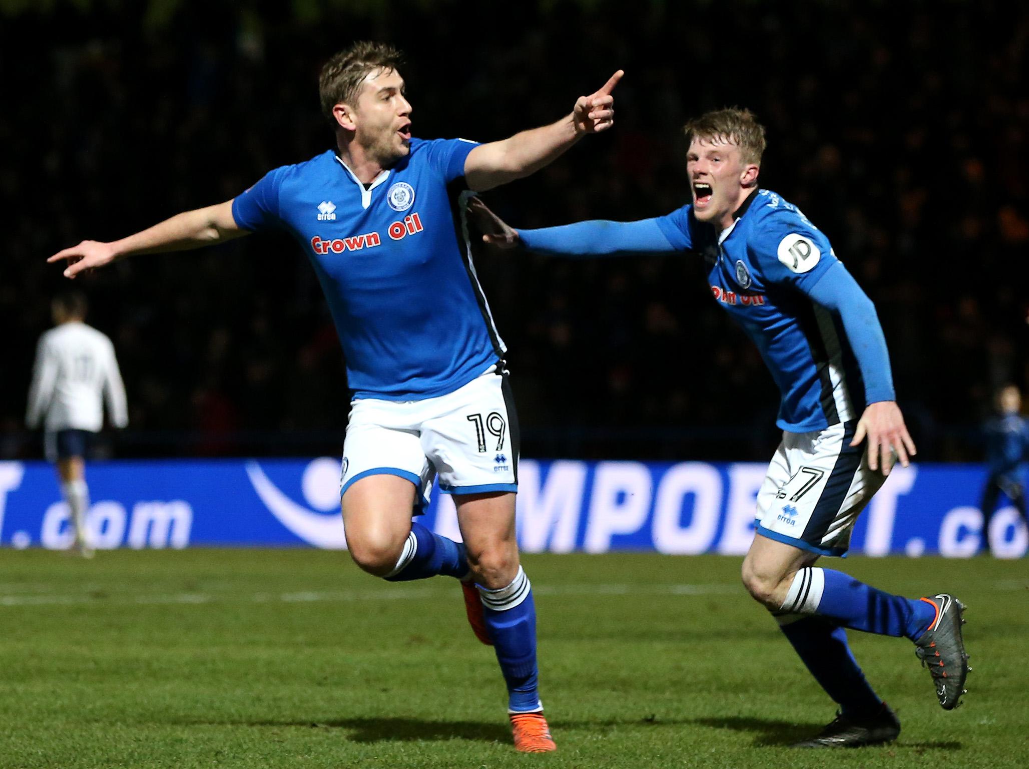 Steve Davies celebrates his stoppage-time equaliser