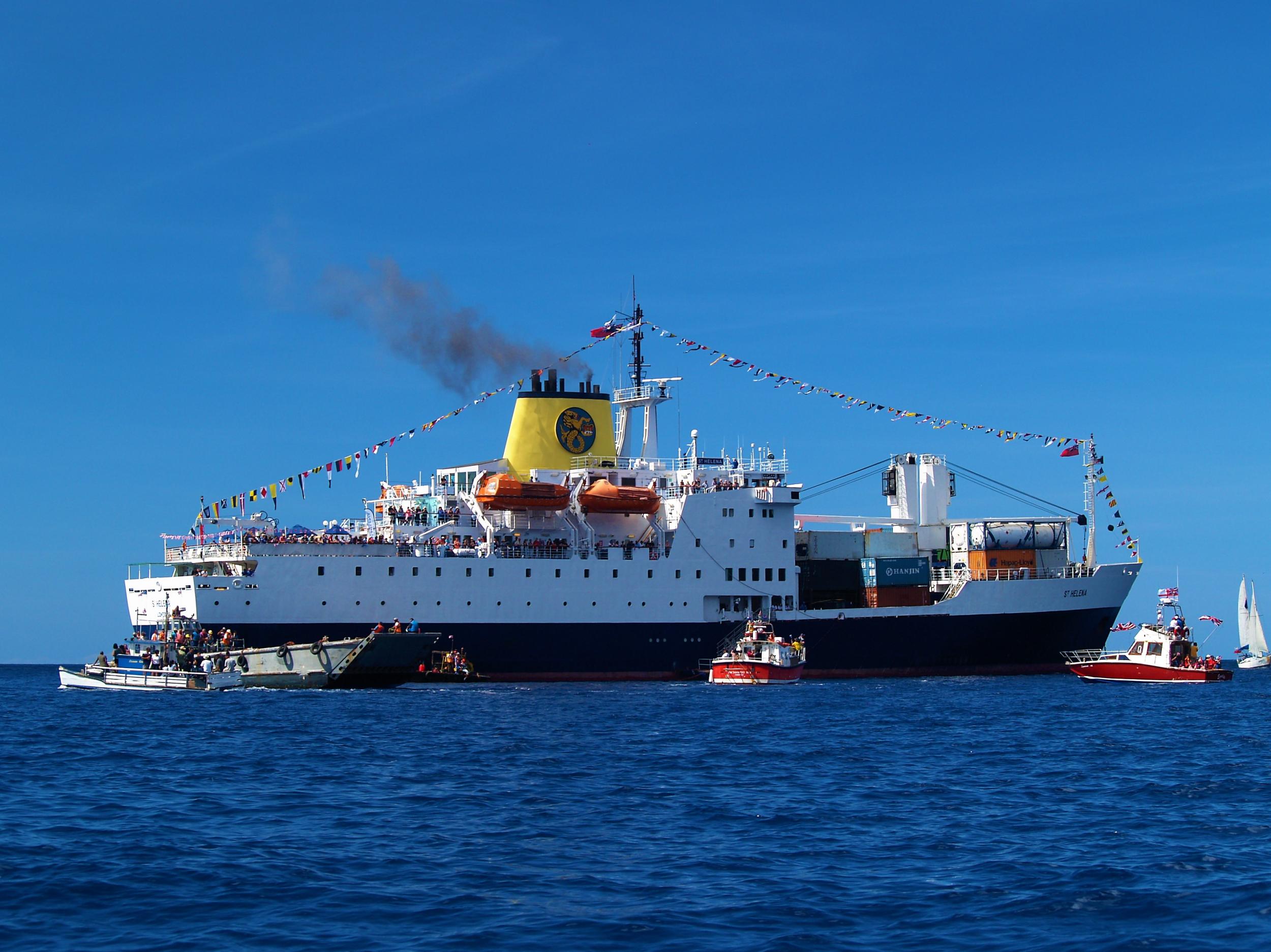 Ship ahoy: the RMS St Helena sails off into the distance