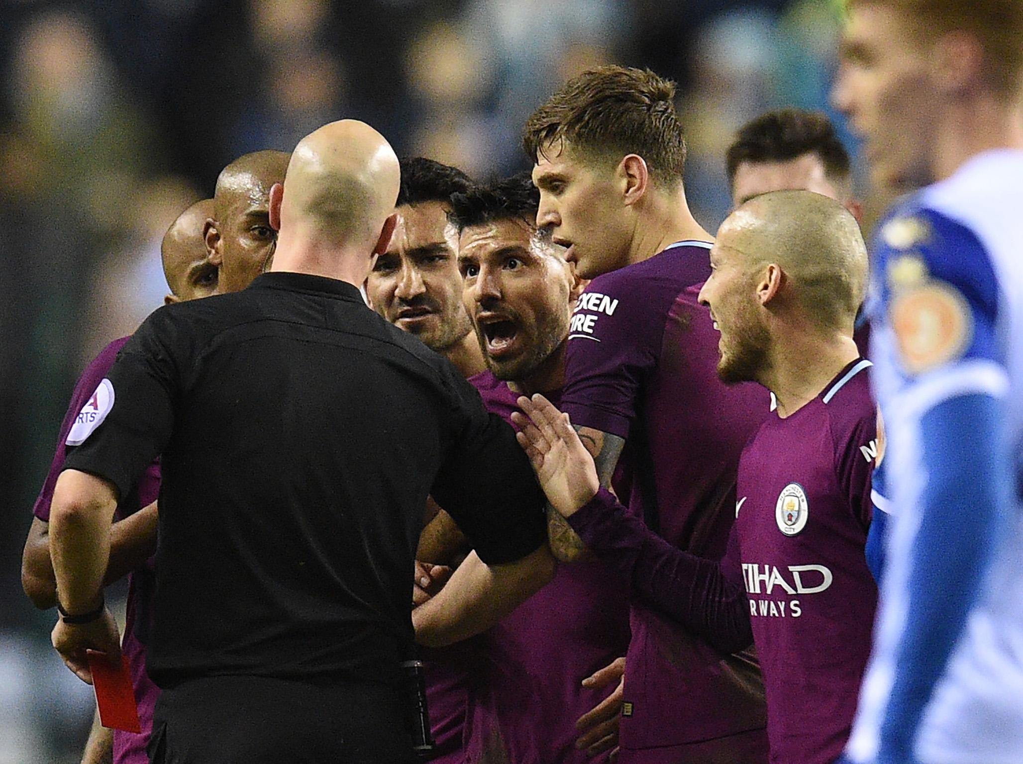 City were incensed by Fabian Delph’s red card (AFP/Getty Images)