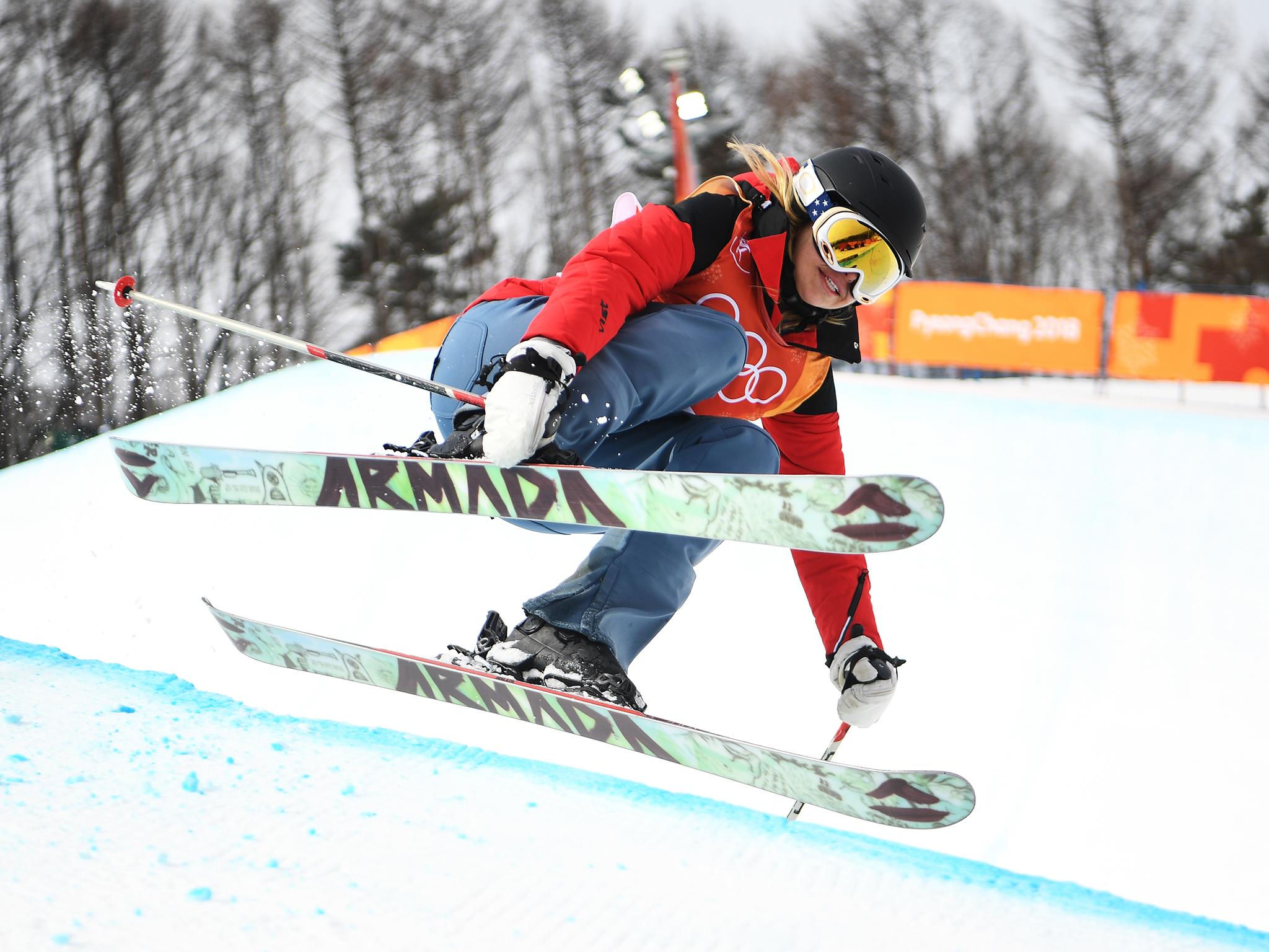 Swaney completed jump after jump without performing a trick in the ski halfpipe