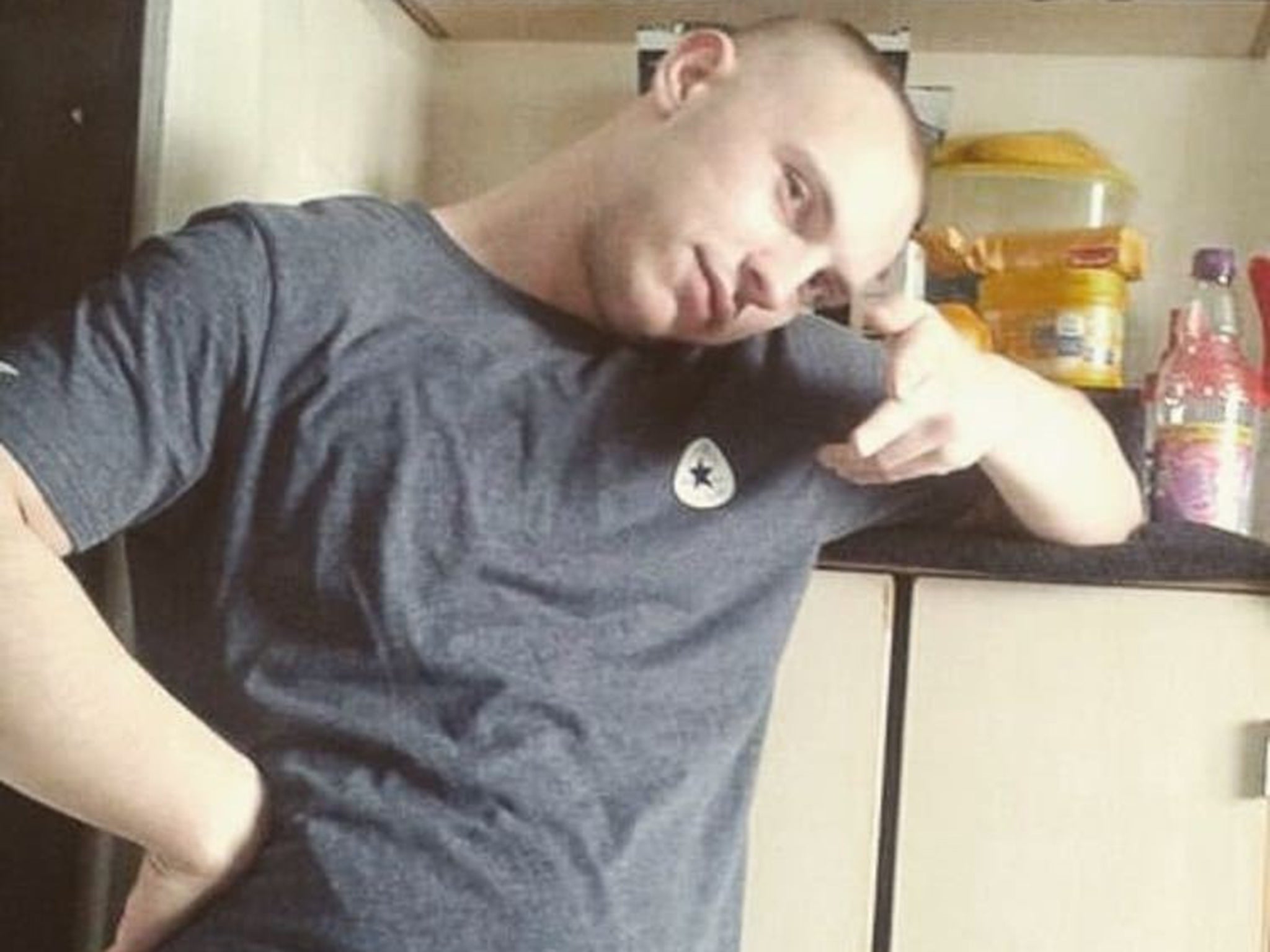 Haydan O'Callaghan making a gun gesture with his hand in one of the images he posted on Instagram from his prison cell.