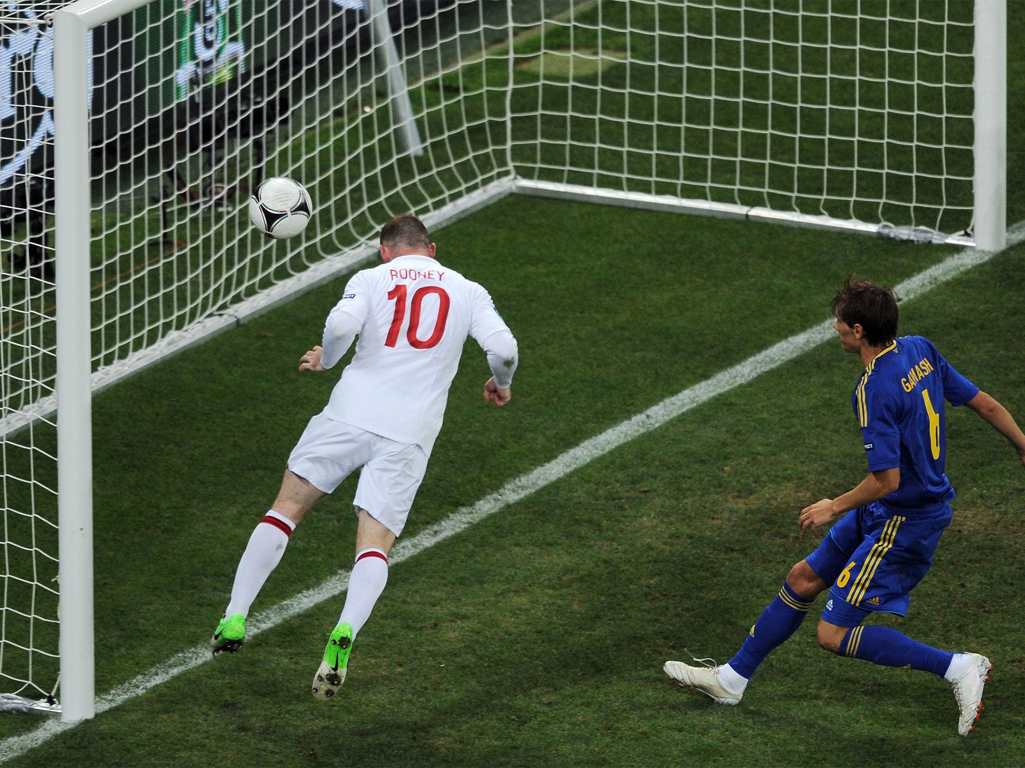 Wayne Rooney scores for England against Ukraine at Euro 2012