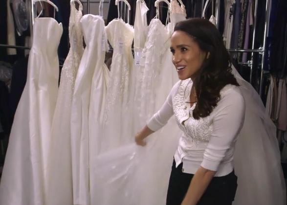 Meghan has tried on wedding dresses before and wore one on Suits (Hello)