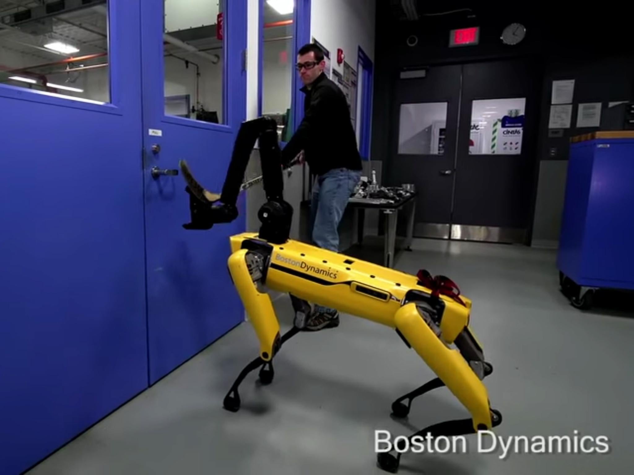 Robot fights back against armed man to enter room
