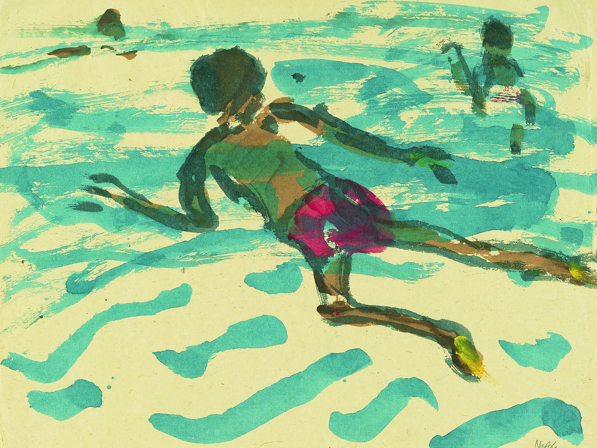 ‘Aboriginal man swimming’, 1914