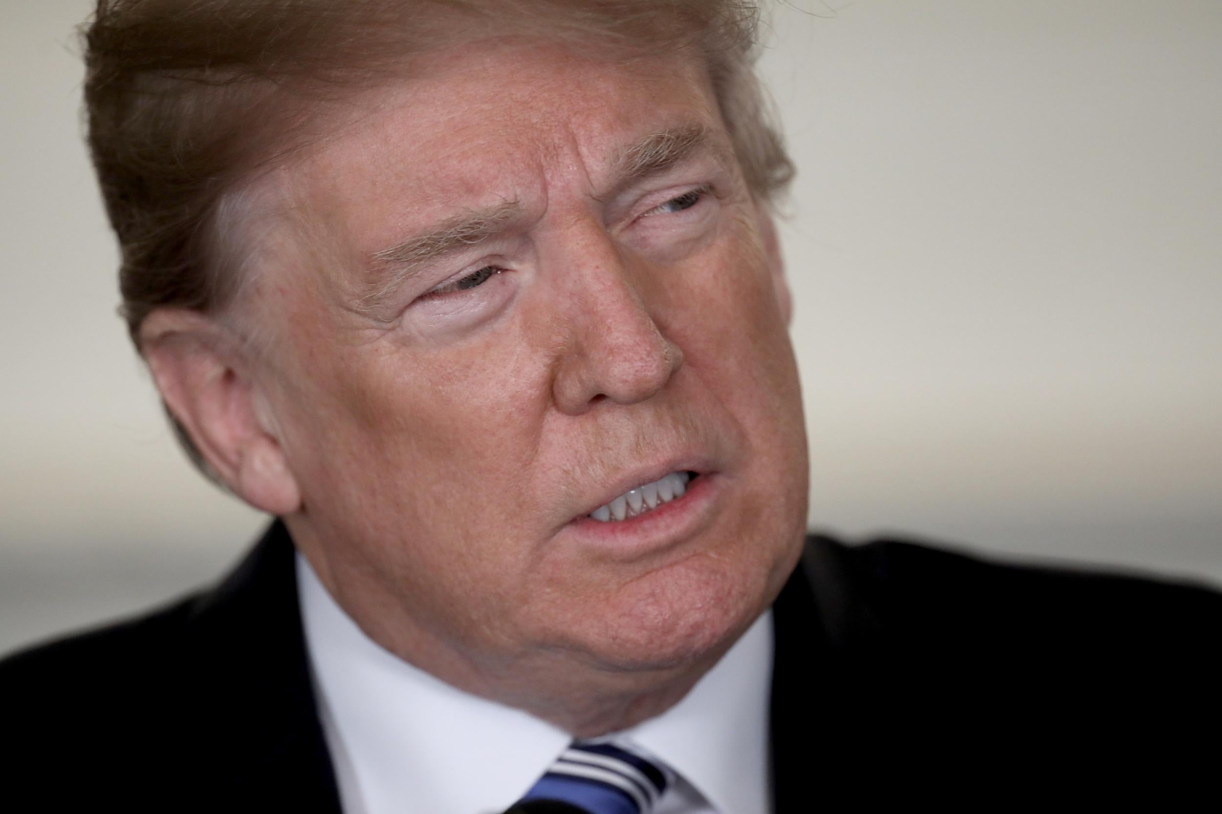 President Donald Trump delivers remarks at the White House