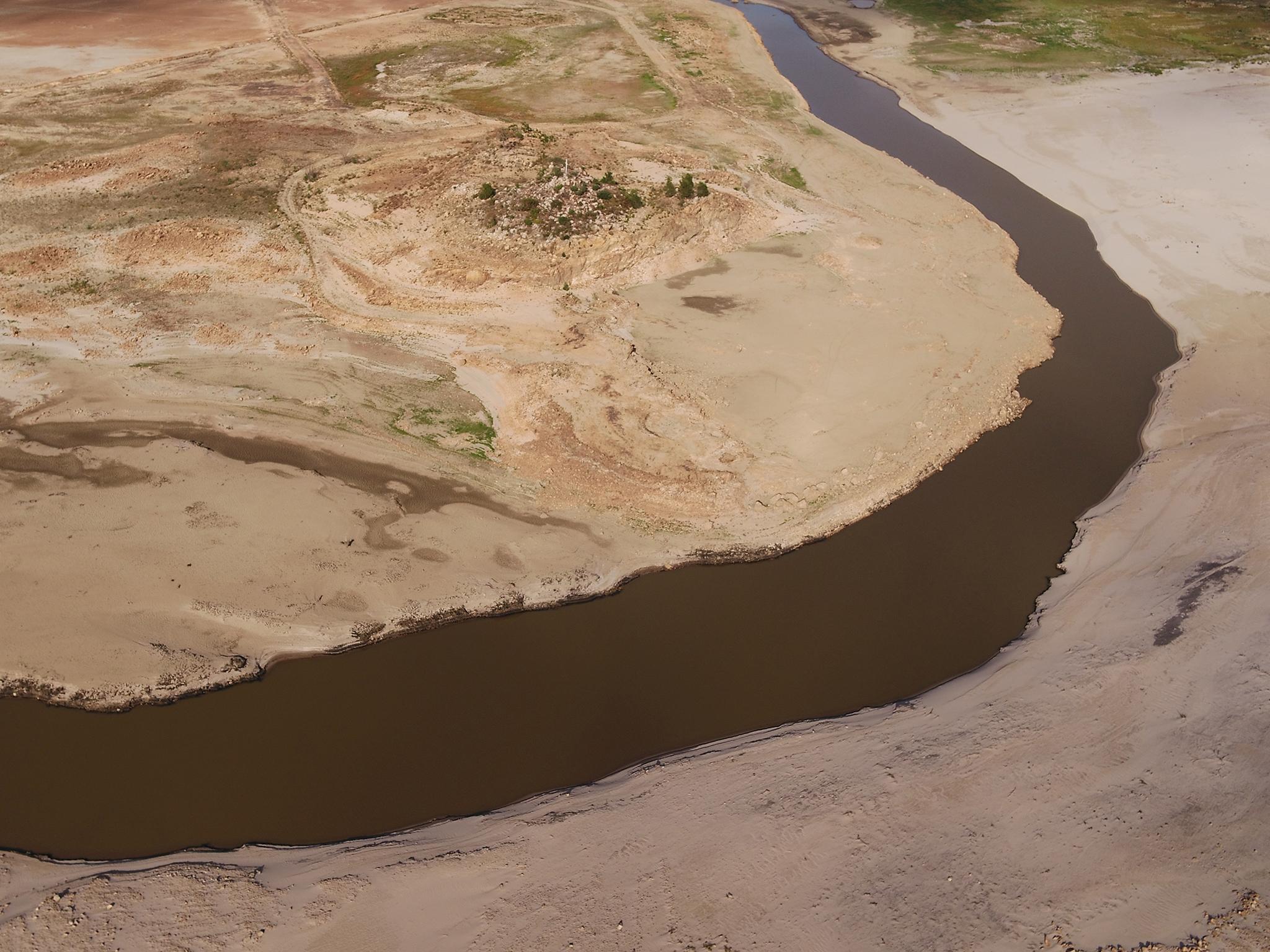 The Theewaterskloof dam, which supplies most of Cape Town’s potable water, is seen from above near Villiersdorp