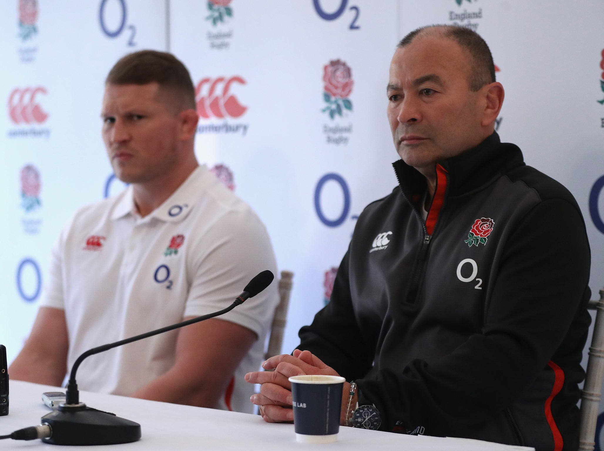 Eddie Jones (R) alongside his captain Dylan Hartley