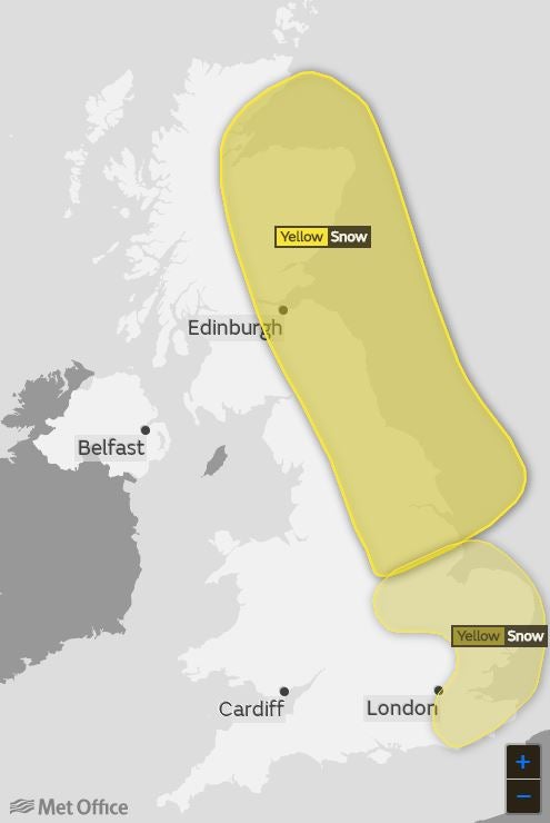 The Met Office has issued yellow weather warnings up and down the UK from Tuesday