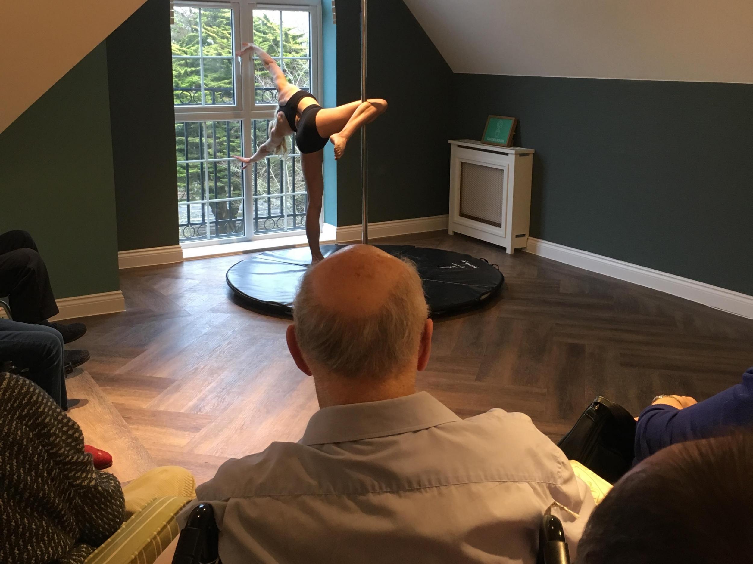 The care home's residents chose pole dancing out of a list of 'modern-style activities'