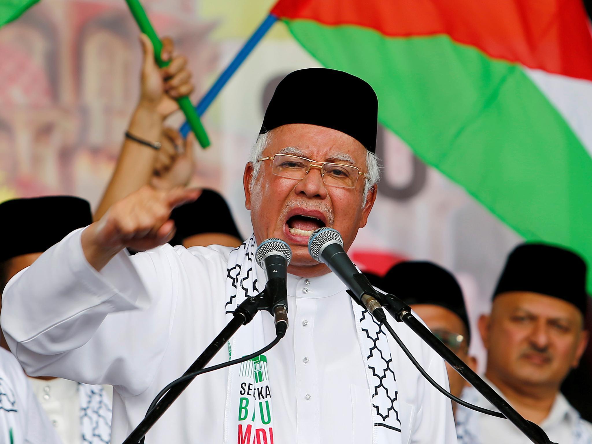 Malaysia's Prime Minister Najib Razak at a rally in December 2017