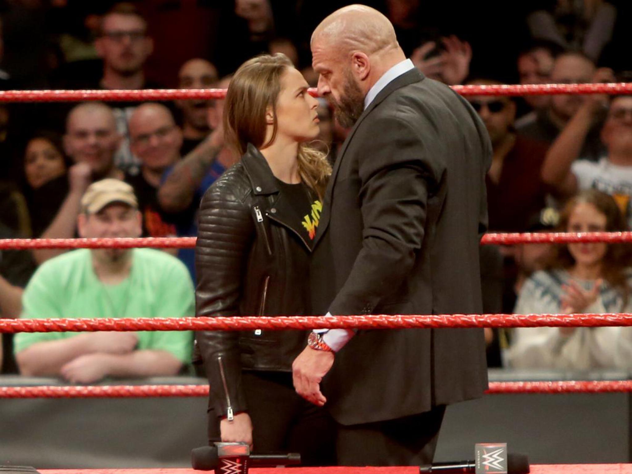 Rousey teams up with Kurt Angle to face Triple H and Stephanie McMahon