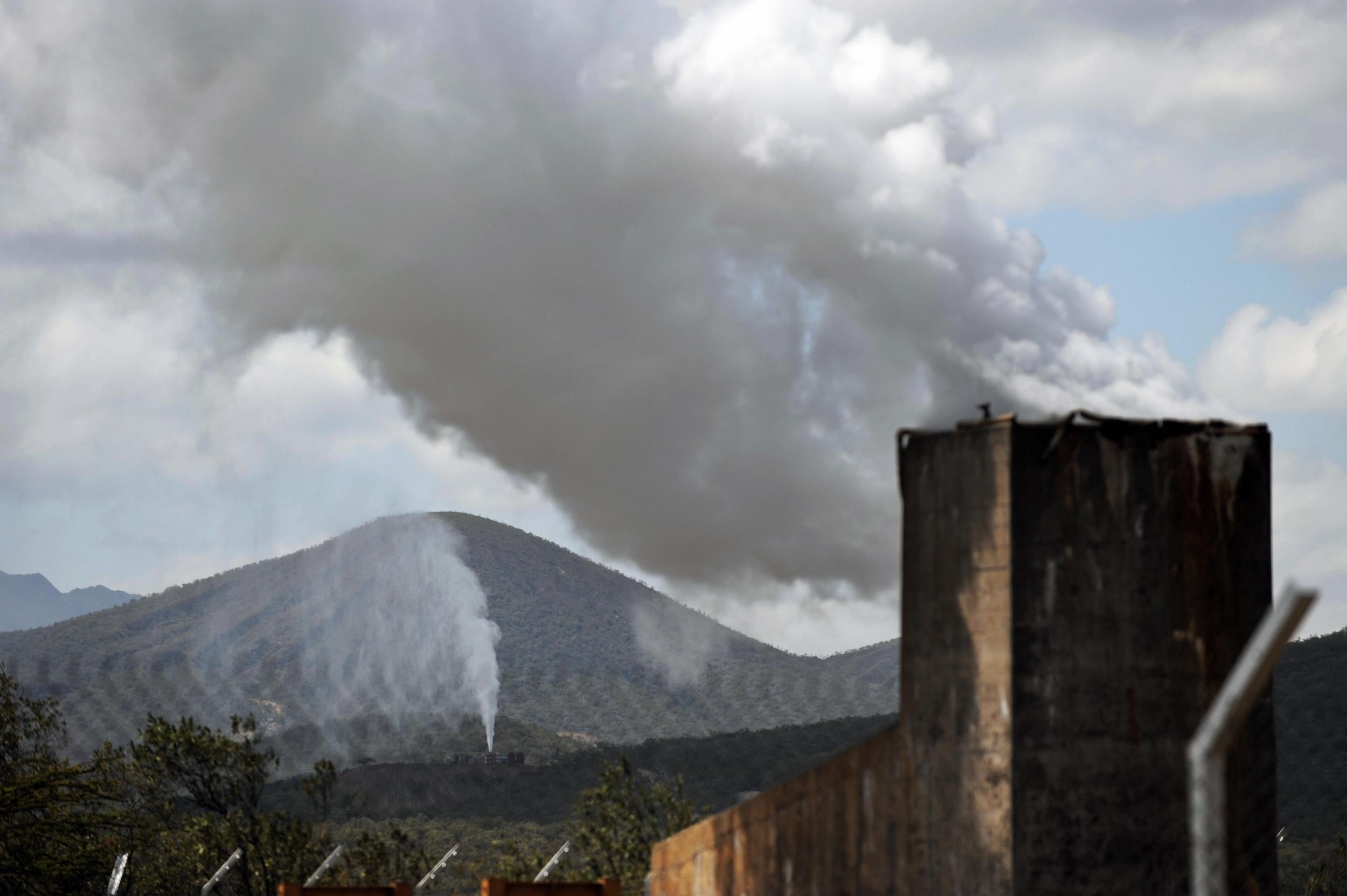 Super-heated steam shoots from an uncapped well in Hell’s Gate, close to the KenGen Olkaria plant