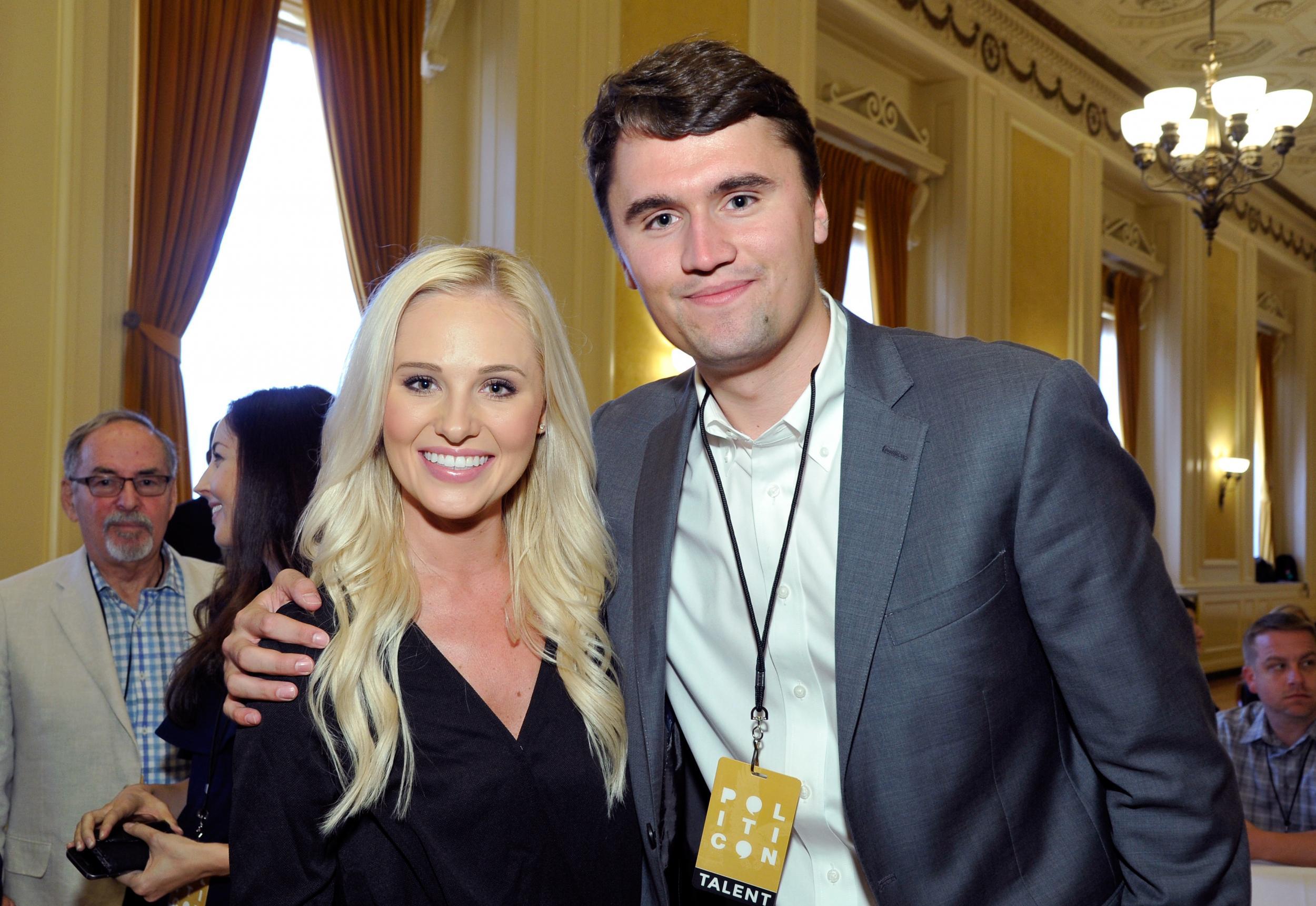 Conservative personality Tomi Lahren and Charlie Kirk at Politicon at Pasadena Convention Center