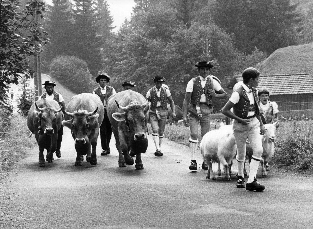 Alpine herdsmen in Toggenburg, Switzerland.Keystone/Getty Images