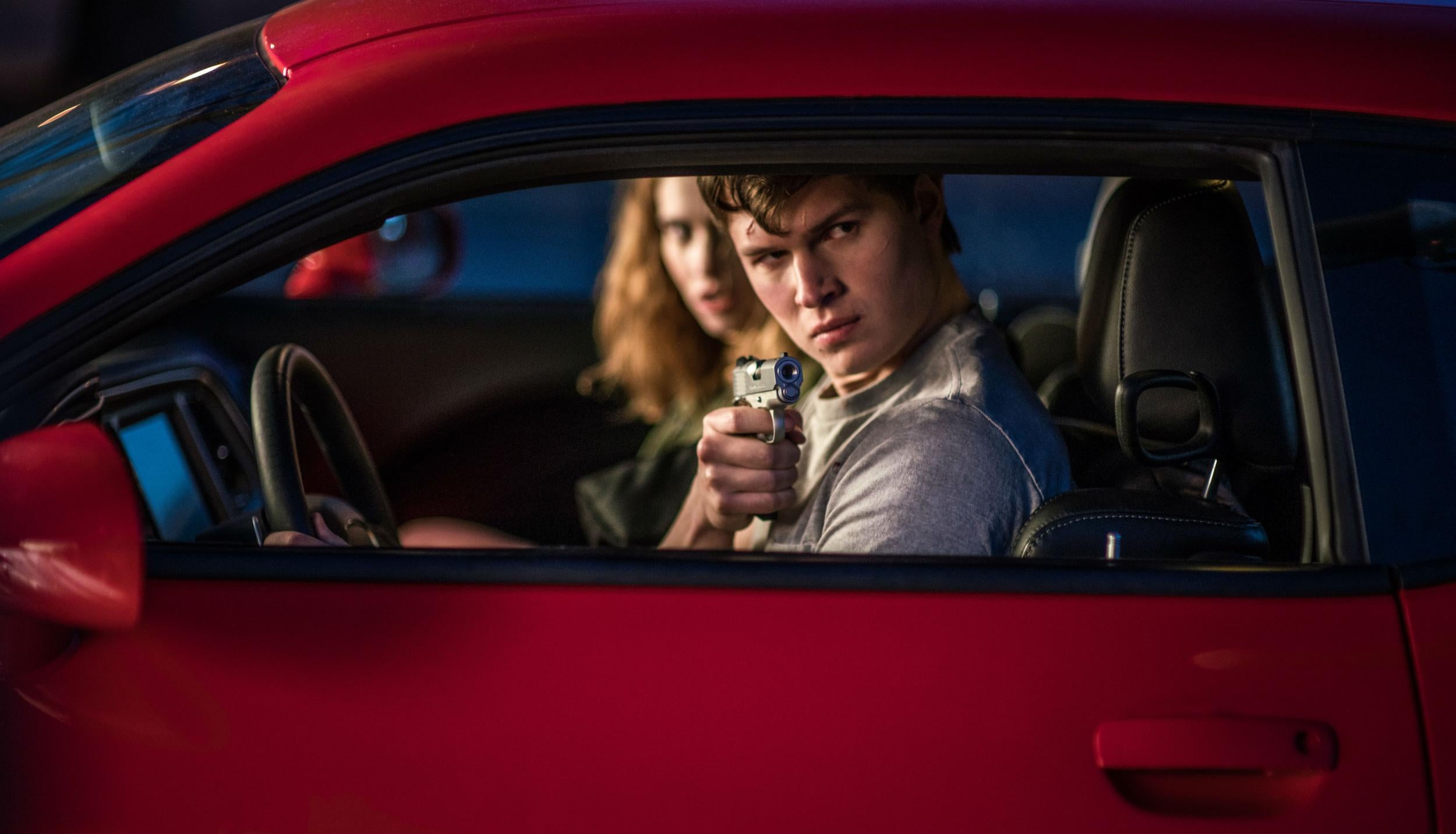 Ansel Elgort and Lily James star in ‘Baby Driver’