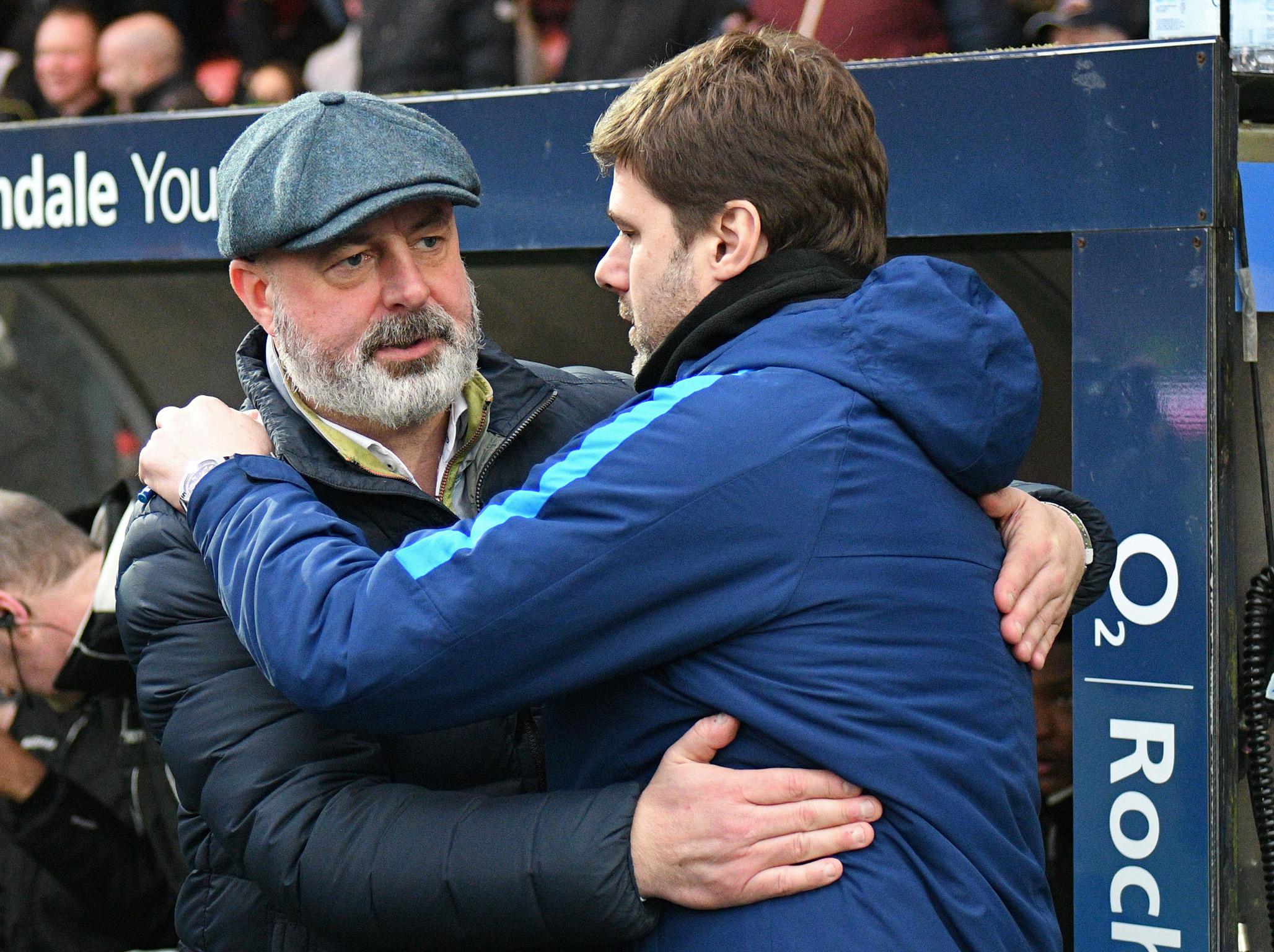 Rochdale’s Keith Hill, left, will face Mauricio Pochettino at Wembley