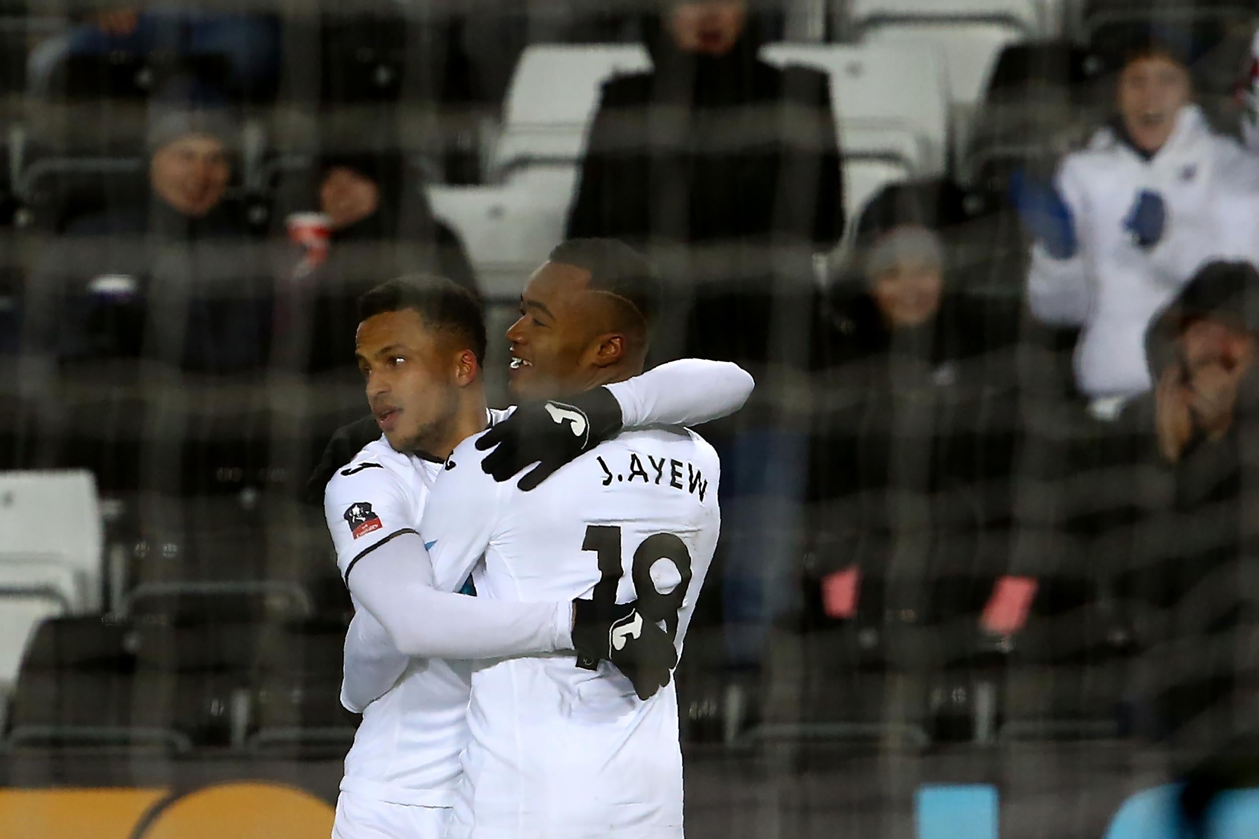 Jordan Ayew celebrates Swansea City's opener