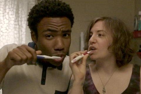 Donald Glover with Lena Dunham in Girls