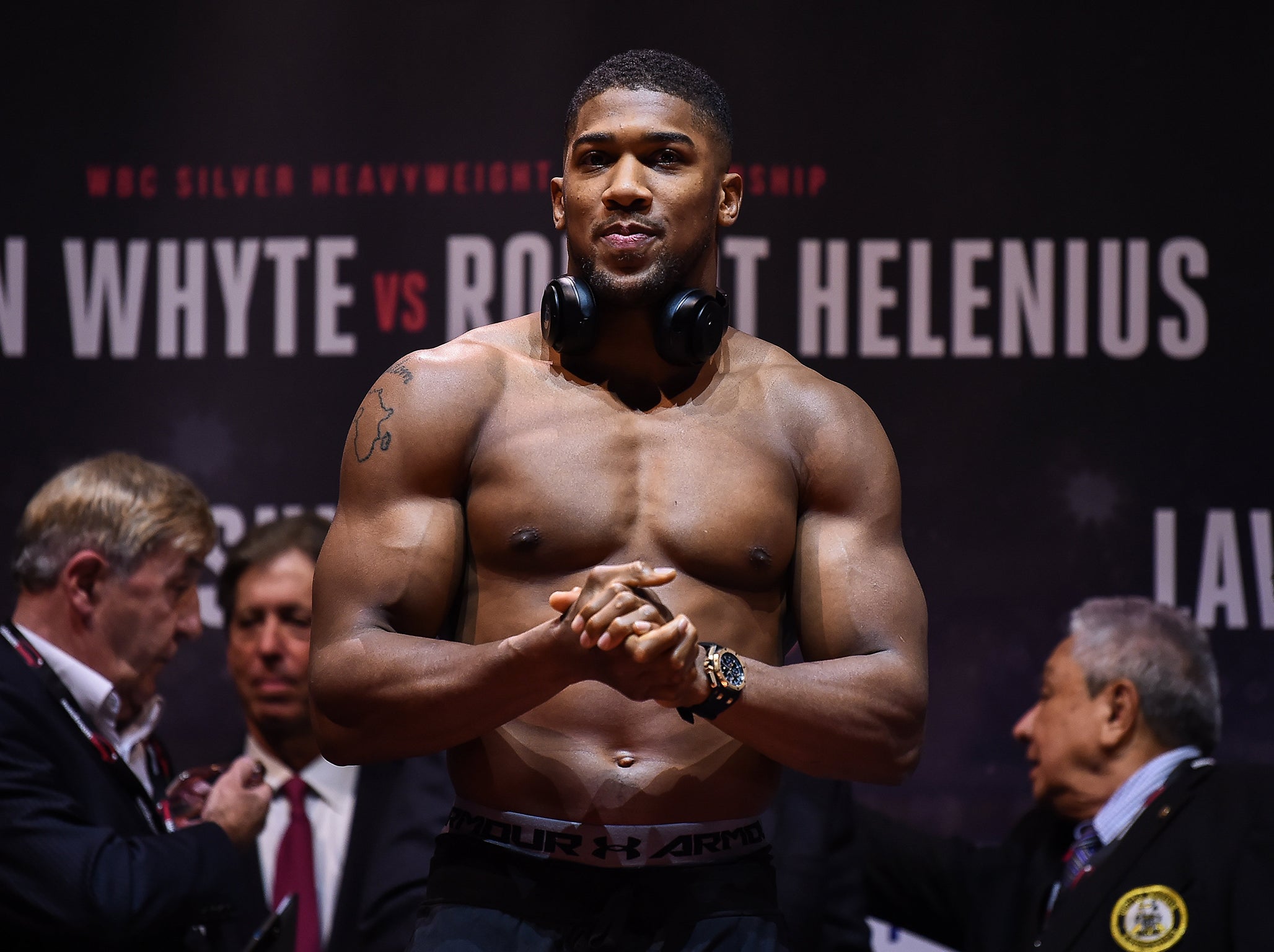 Anthony Joshua tipped the scales at 18st 2lbs for his last fight