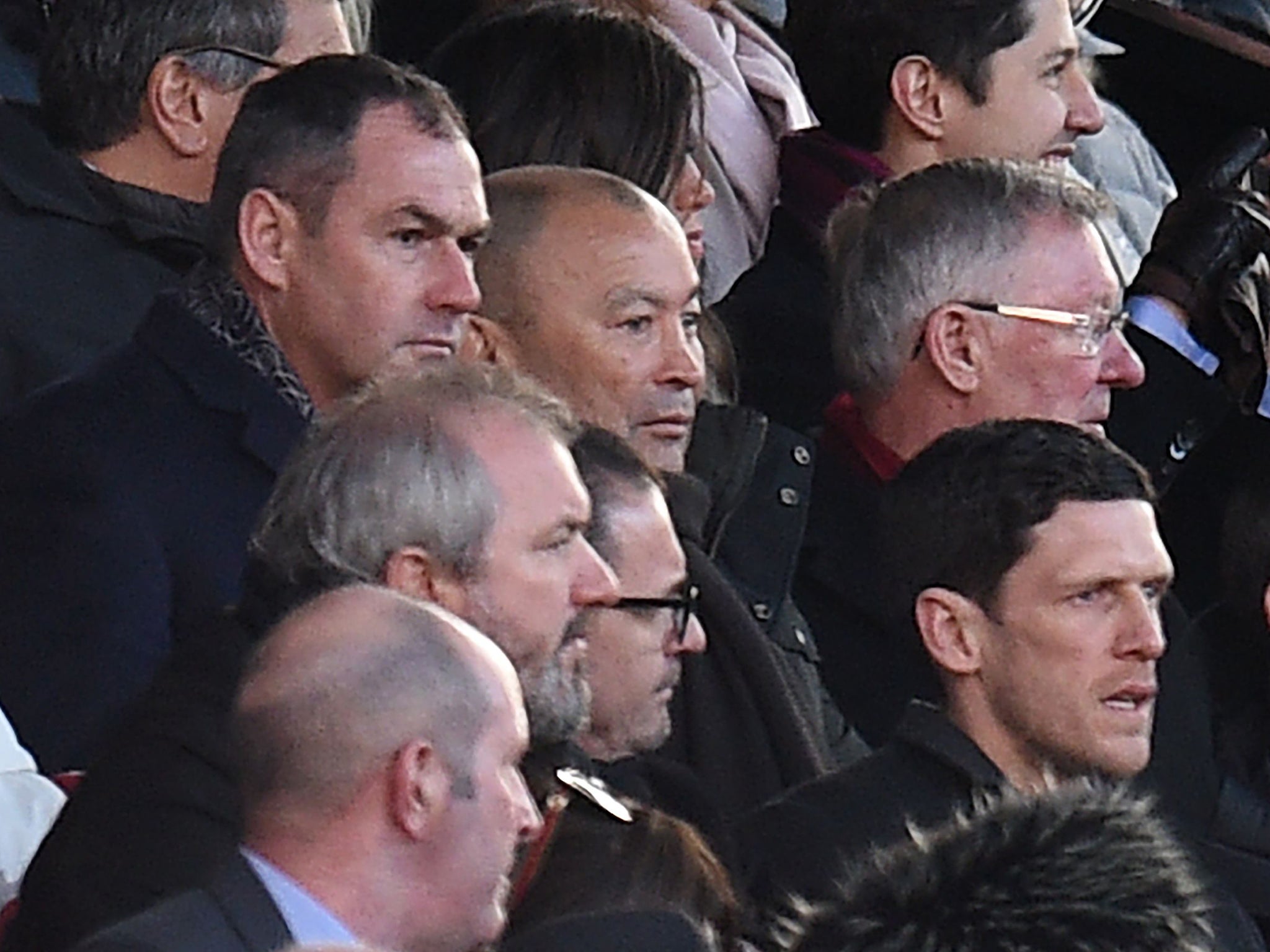 Jones joined Sir Alex Ferguson at Manchester United's game against Chelsea