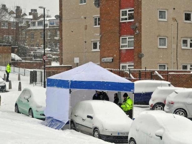 The woman was found partly covered by a car in heavy snow