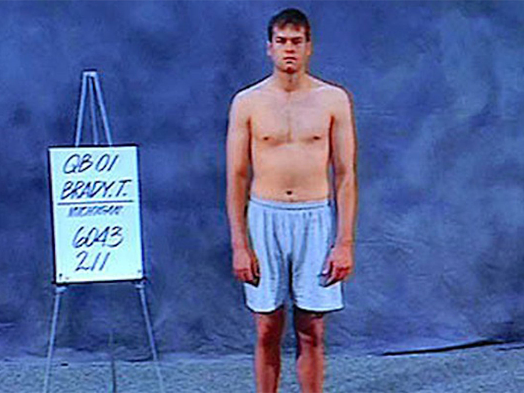 Tom Brady poses at the NFL Scouting Combine in 2000 (NFL )