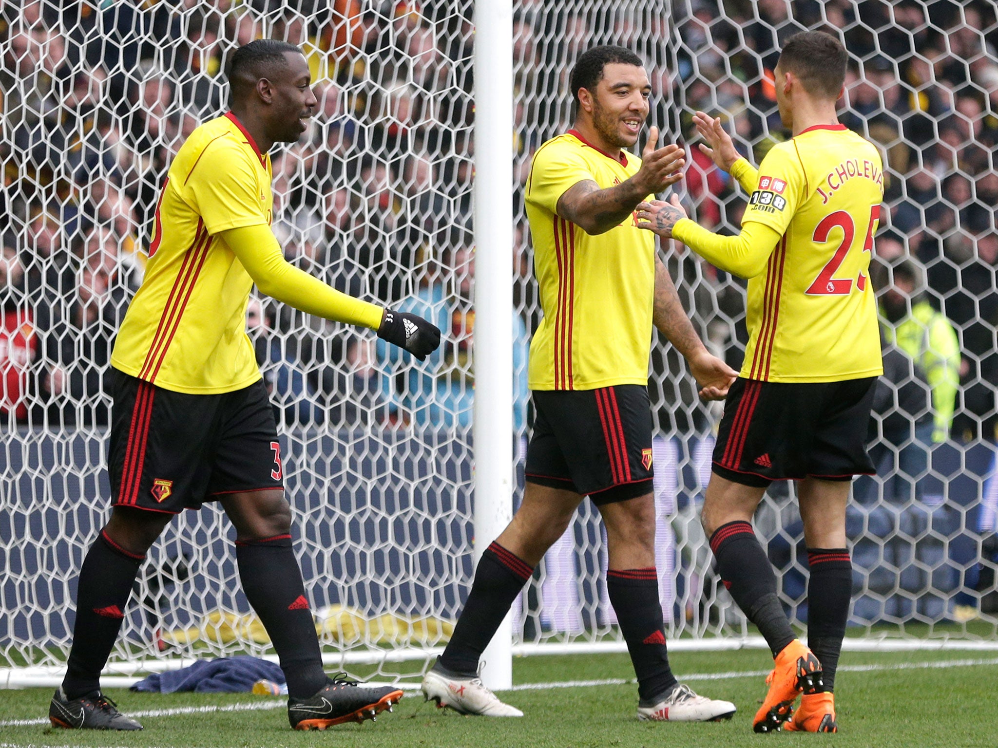Troy Deeney celebrates his winner for Watford