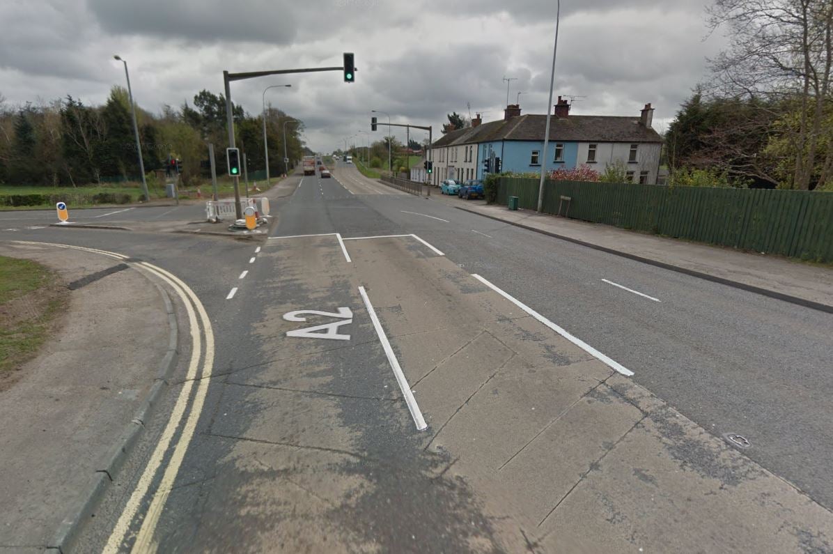 The A2 between Belfast and Bangor, when the police car reportedly caught fire