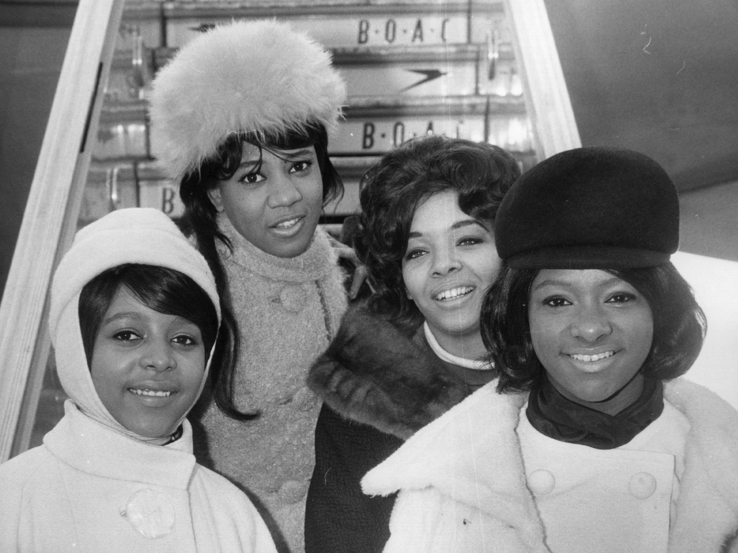 The Crystals in 1964. The alto voice Alston (left) was a key component of their hits