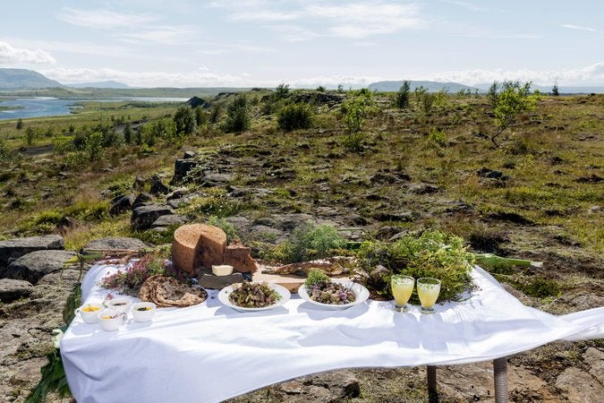 Rough but ready: the herbs and other ingredients for the meal