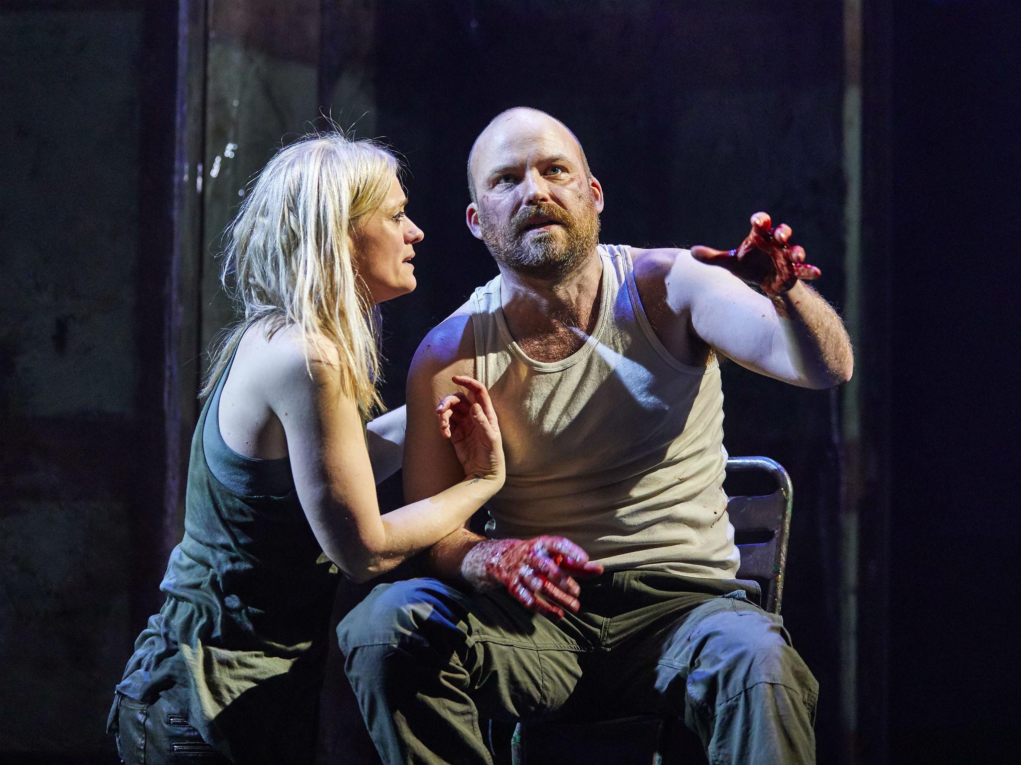 Anne-Marie Duff as Lady Macbeth and Kinnear as Macbeth in ‘Macbeth’ at the National Theatre