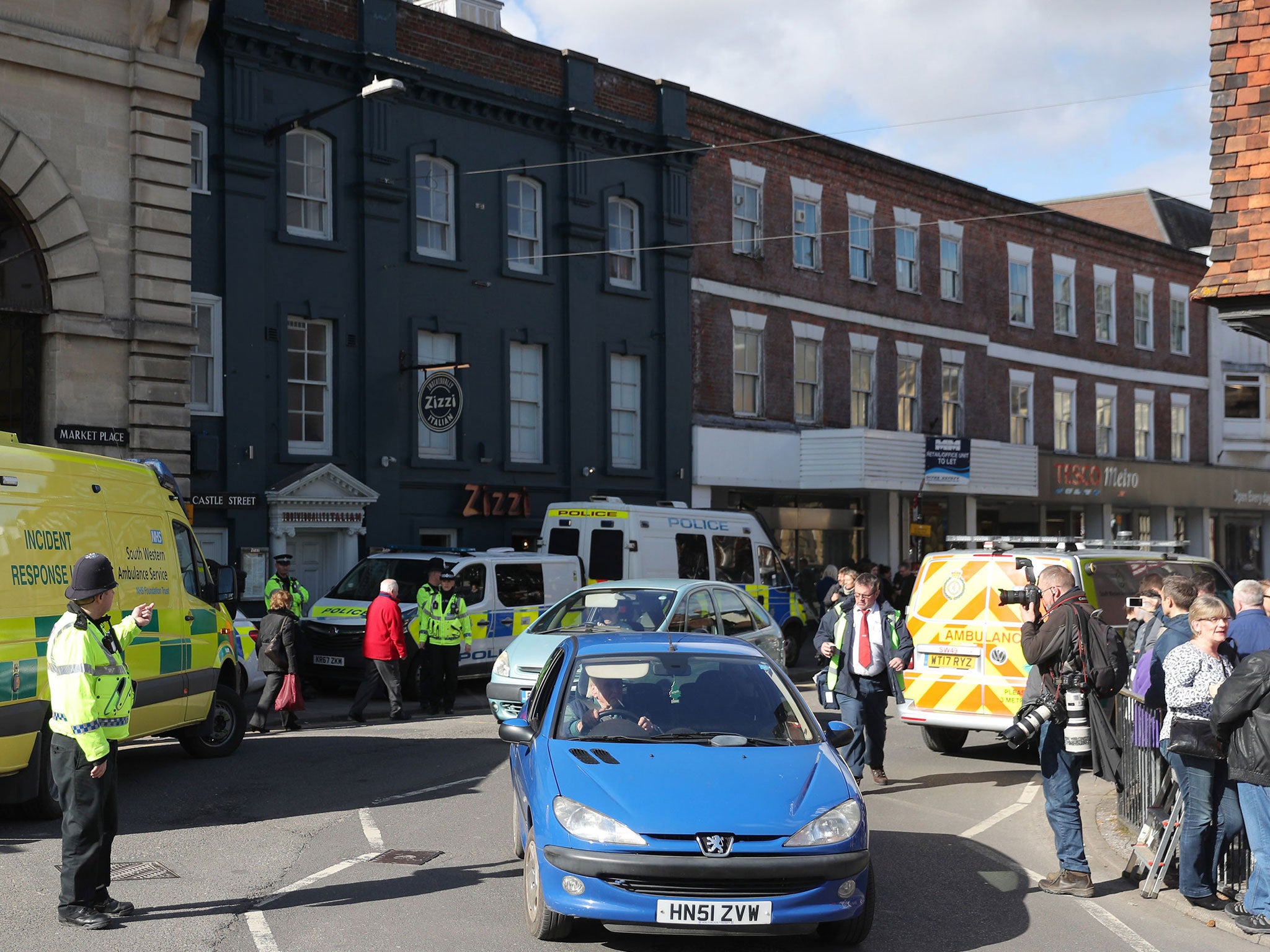 An incident response unit outside the Zizzi restaurant in Salisbury near to where former Russian double agent Sergei Skripal was found critically ill