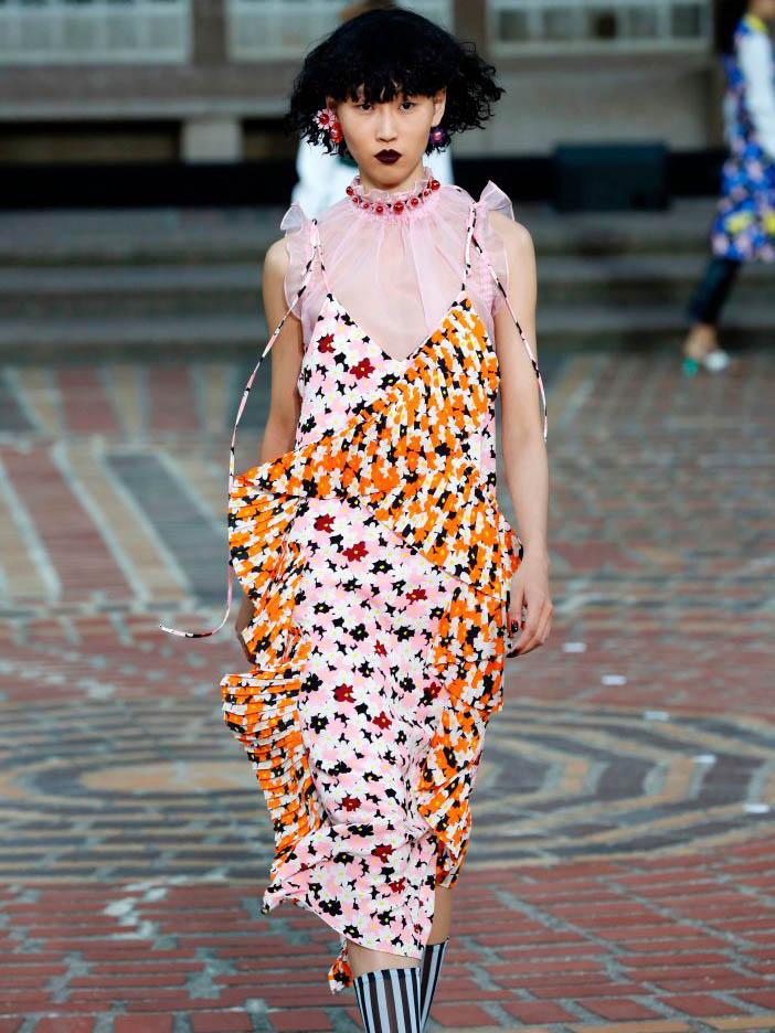 &#13;
Japanese blooms and floaty chiffon could be seen on the Kenzo spring/summer catwalk (AFP/Getty)&#13;