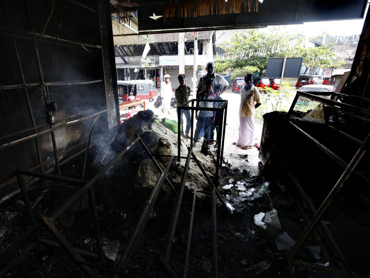 The gutted remains of a Muslim business torched in Kandy on Wednesday