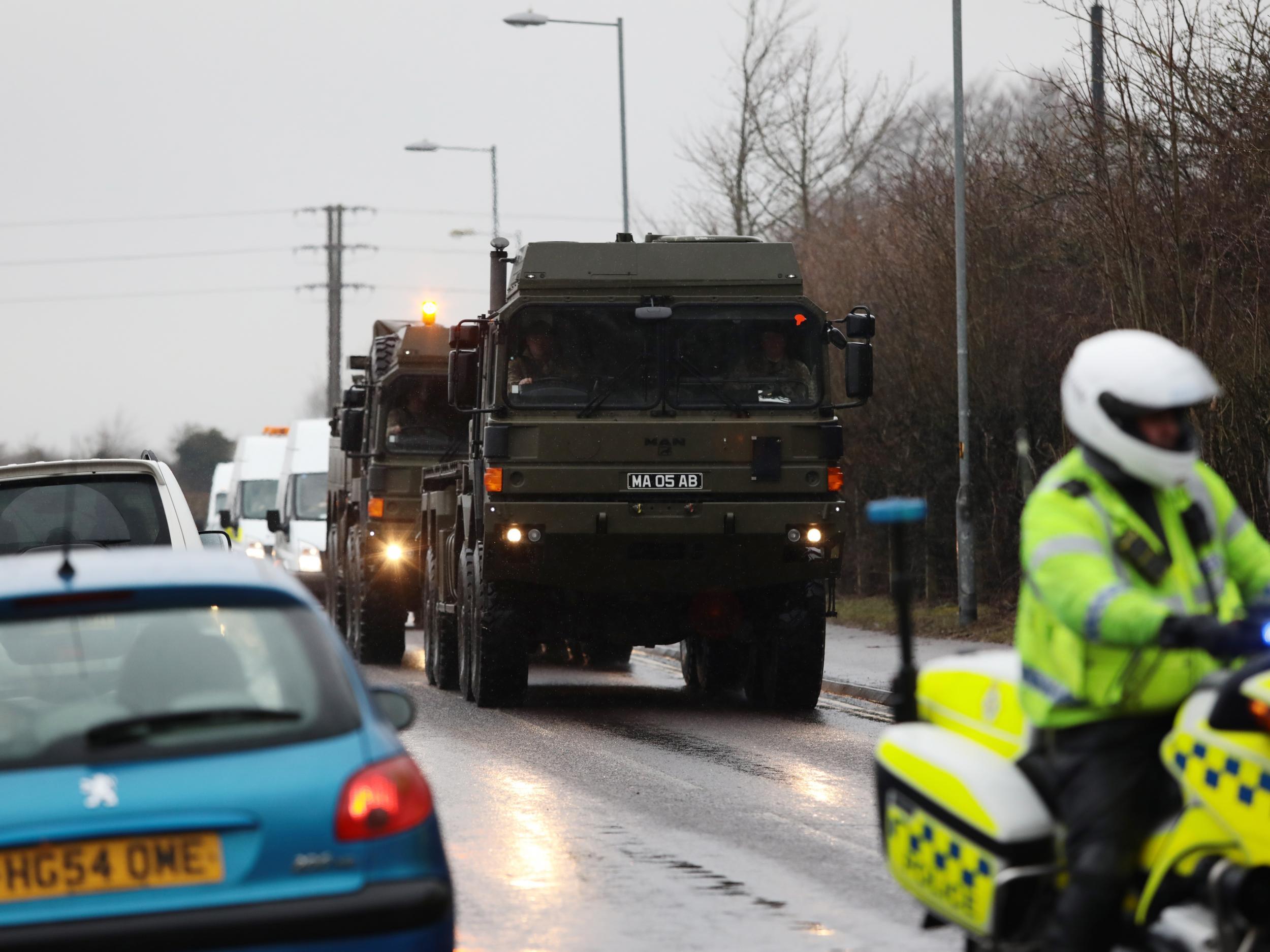 Military personnel making their way to Salisbury city centre on Friday