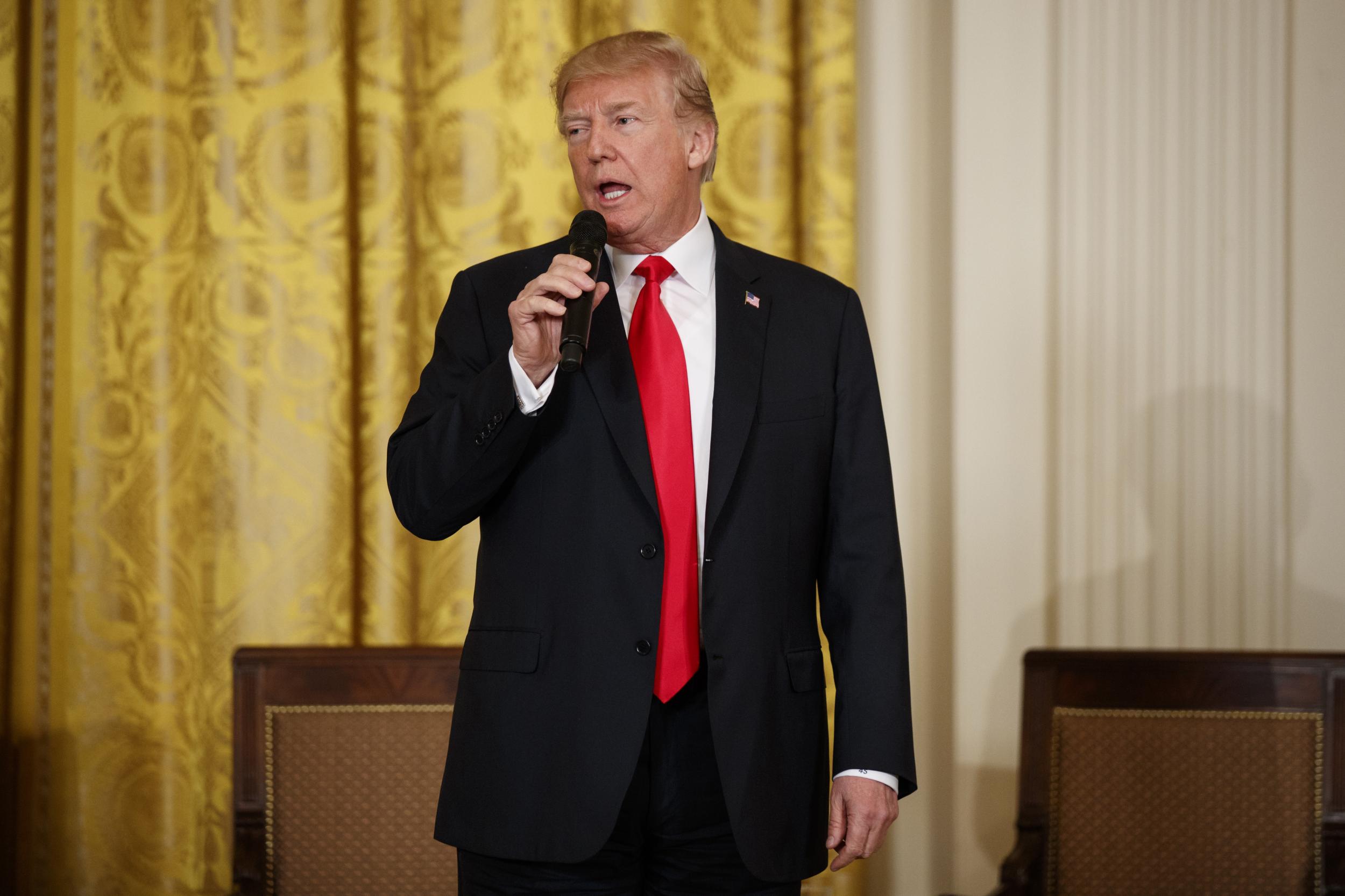 President Donald Trump speaks during an Opioid Summit in the White House