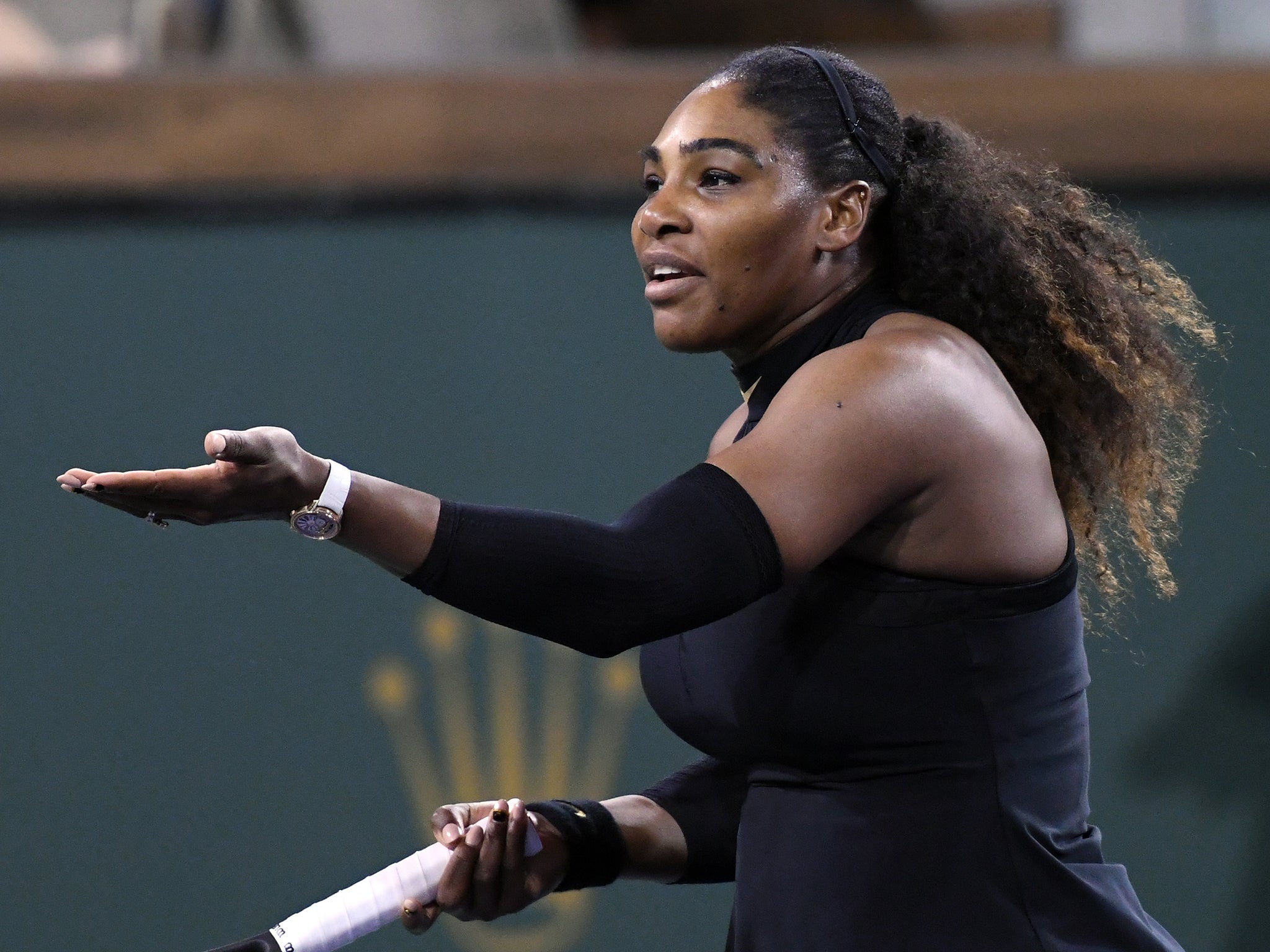 Serena Williams was playing in her first tournament since returning from giving birth to her daughter