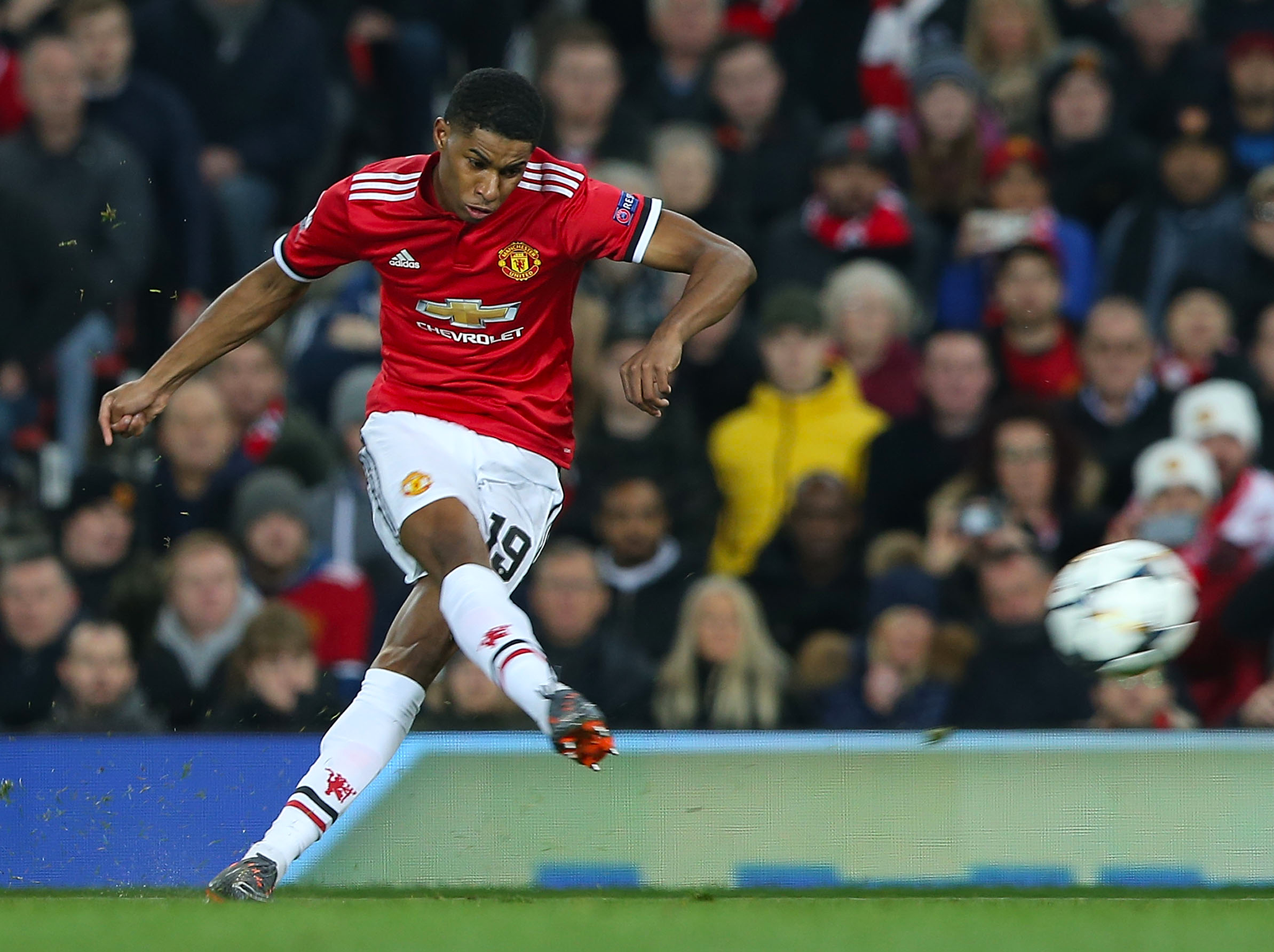 Marcus Rashford tries his luck from a free-kick