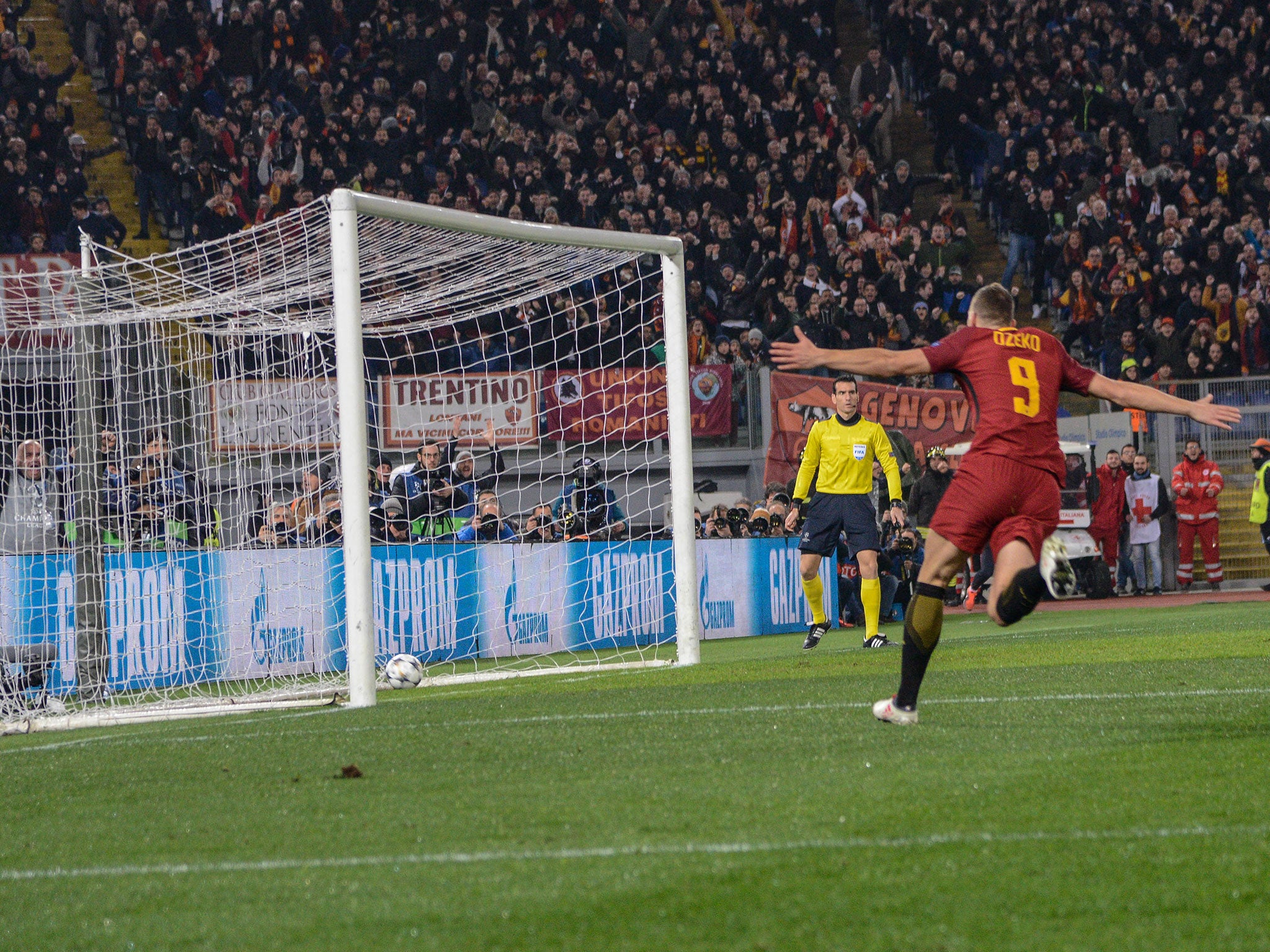 Edin Dzeko celebrates what turned out to be the winner