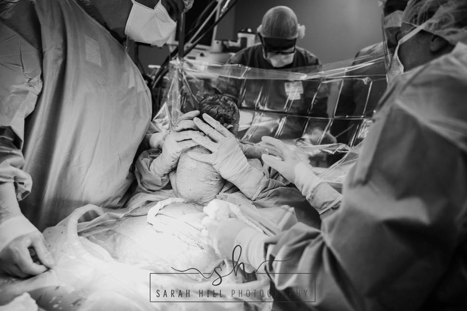 Mum and baby came face-to-face for the first time (Sarah Hill Photography)