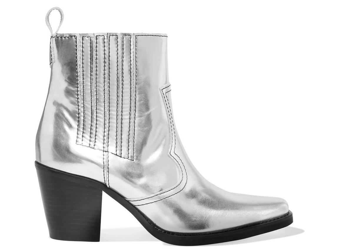 Ganni, Callie metallic leather ankle boots, £355, Net-a-Porter