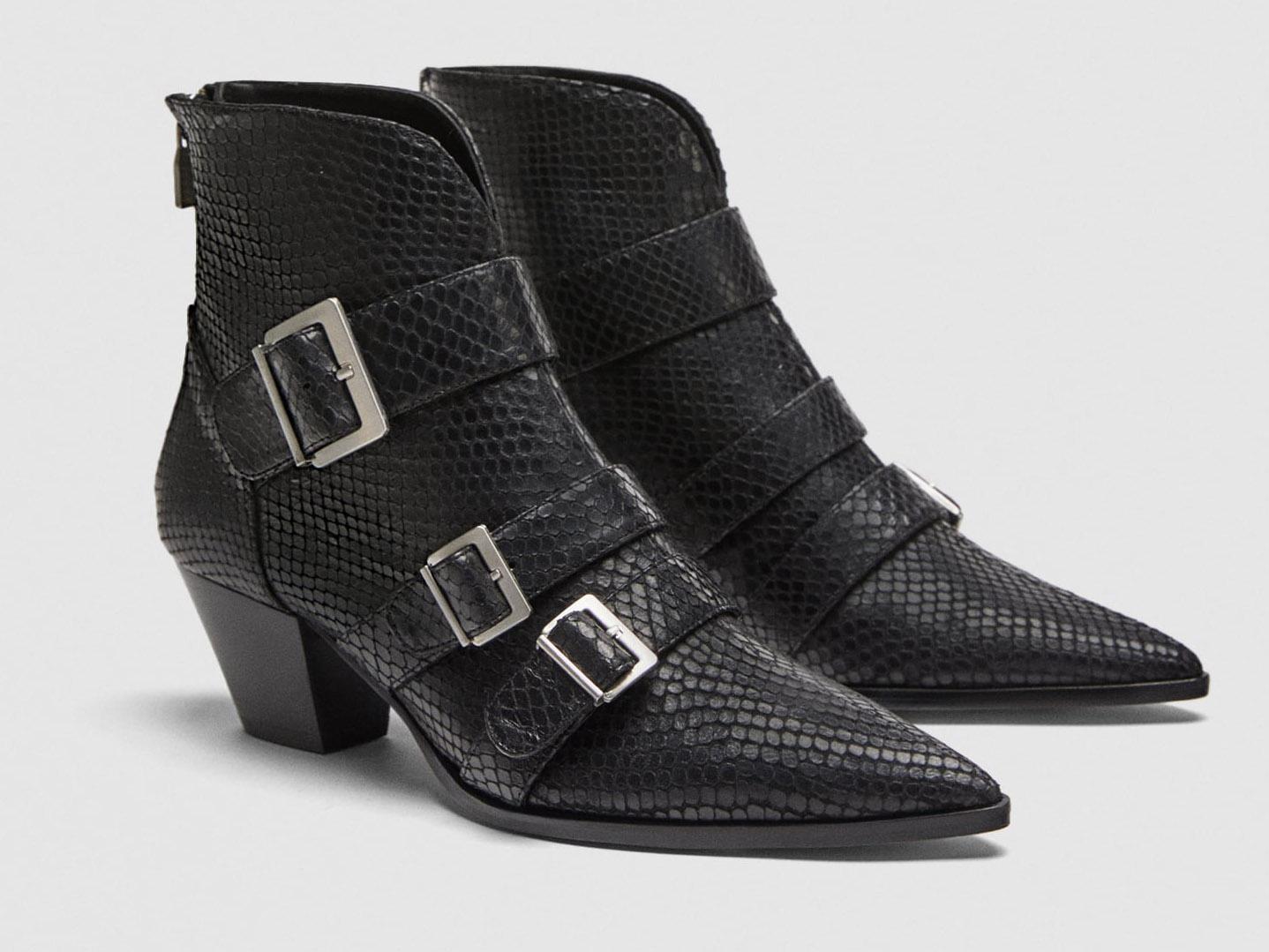 Leather ankle boots with straps, £89.99, Zara