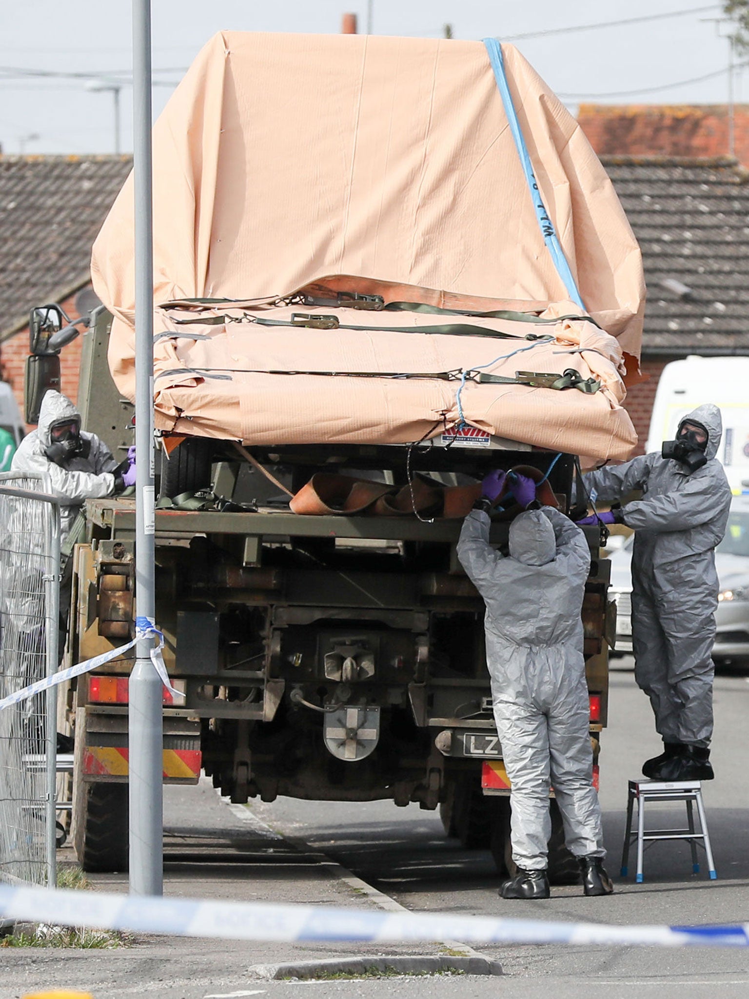 The tow lorry is loaded onto an Army vehicle in Gillingham, Dorset