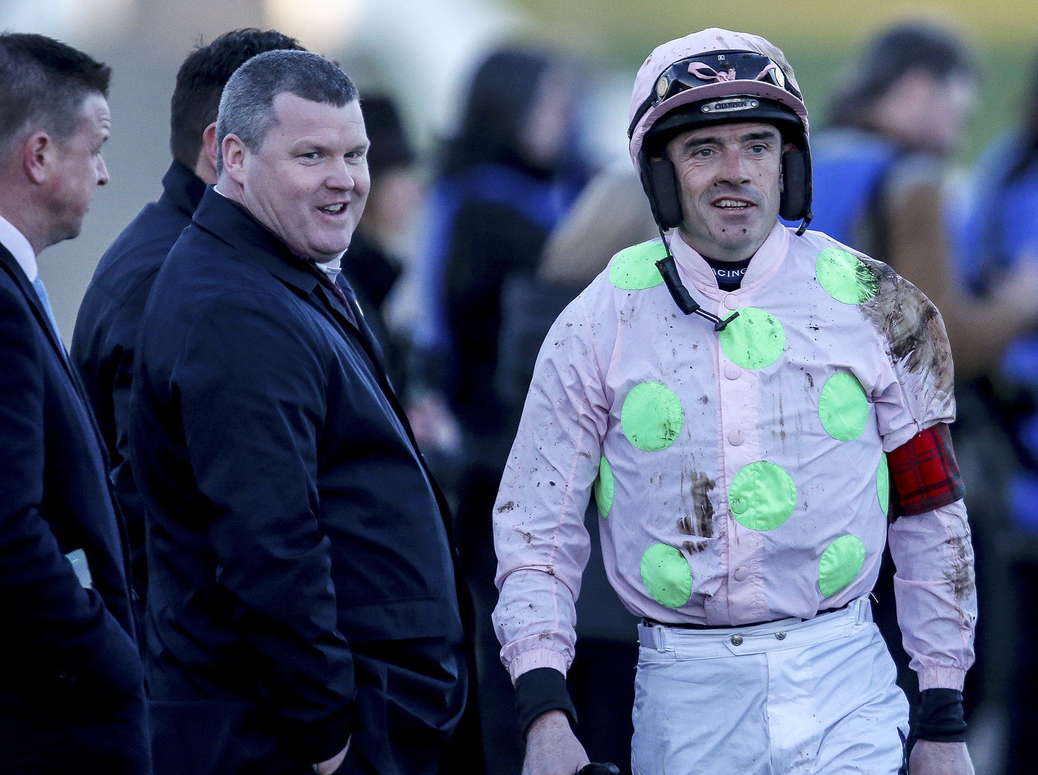 Ruby Walsh walks back after falling from his mount