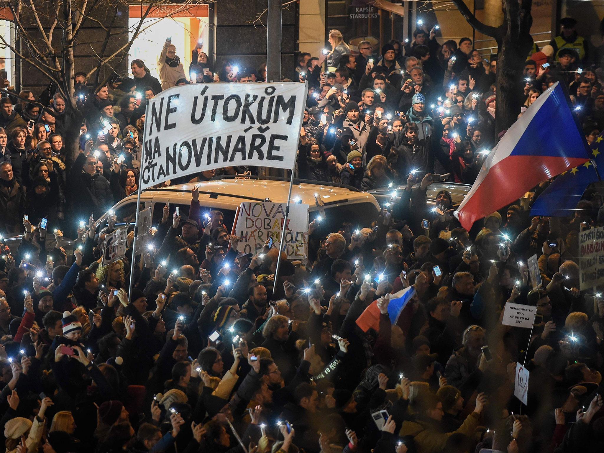 Around 4,000 people attended the rally in the capital's Wenceslas Square