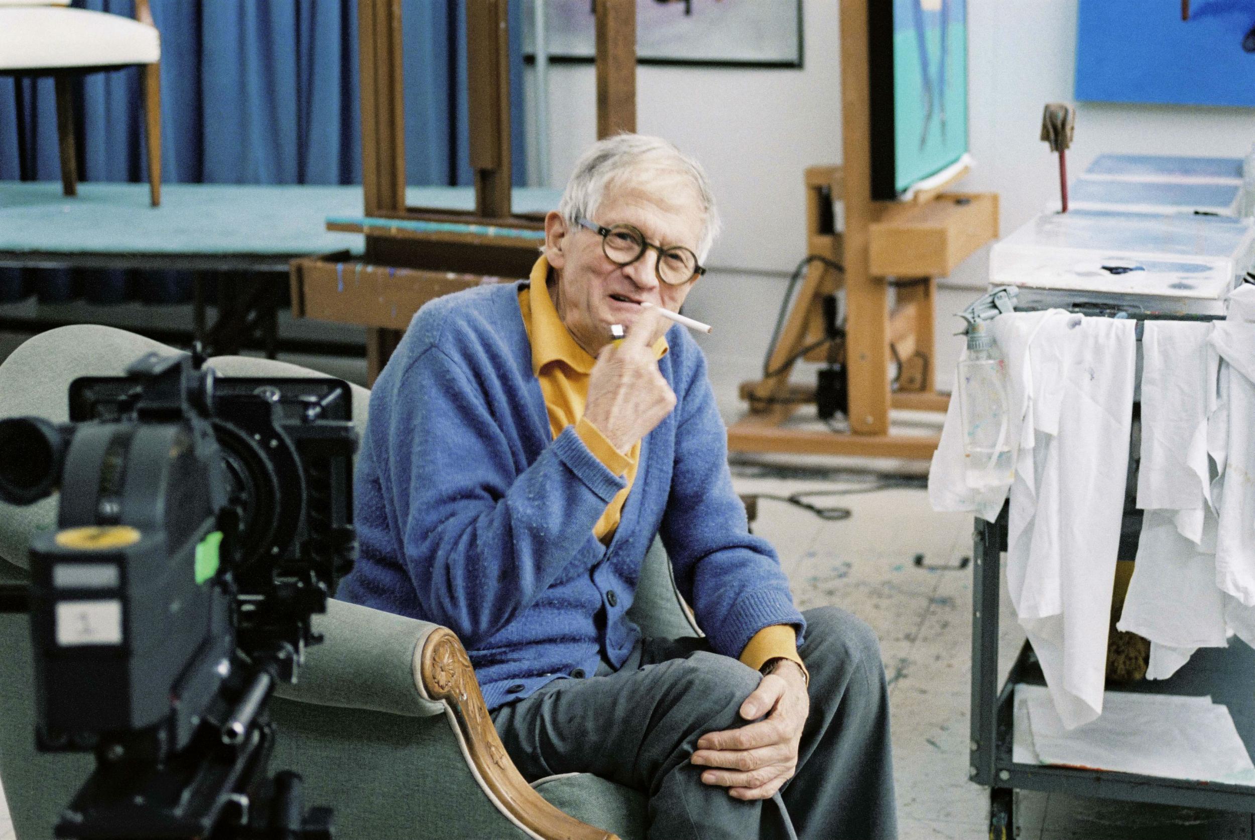 David Hockney is captured wrapping his fingers around a cigarette in a deliciously long caress (Tacita Dean/Frith Street Gallery/Marian Goodman Gallery)